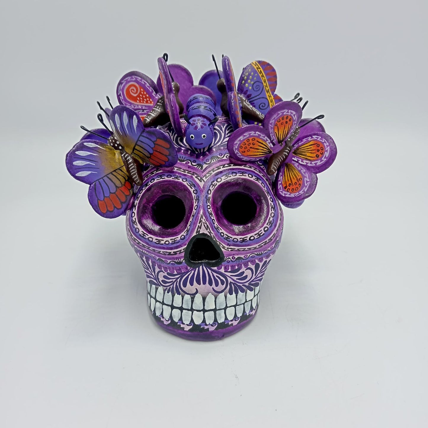Day Of The Dead Ceramics Monarcas Human Skull By Alfonso Castillo PP7428
