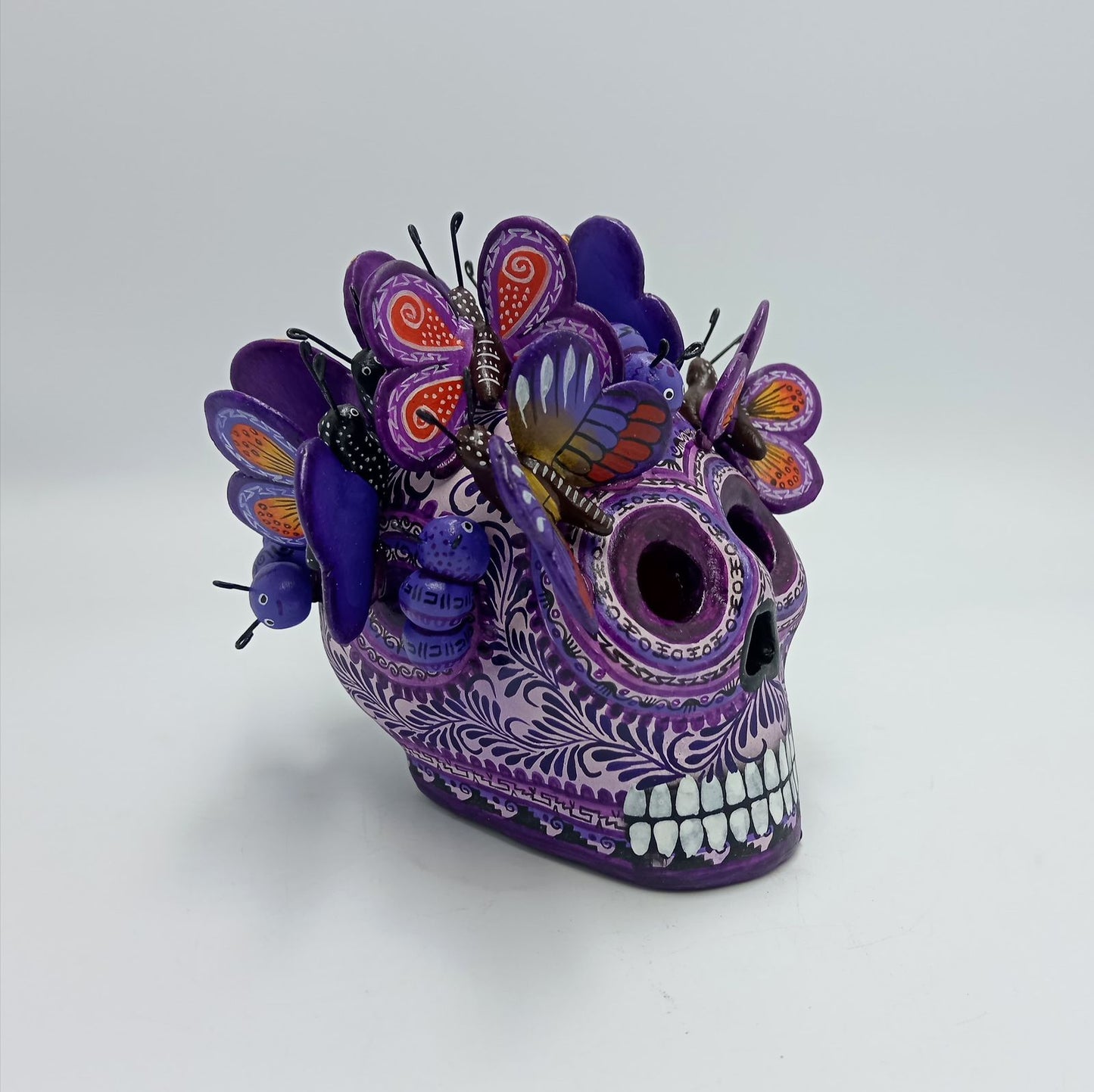 Day Of The Dead Ceramics Monarcas Human Skull By Alfonso Castillo PP7428