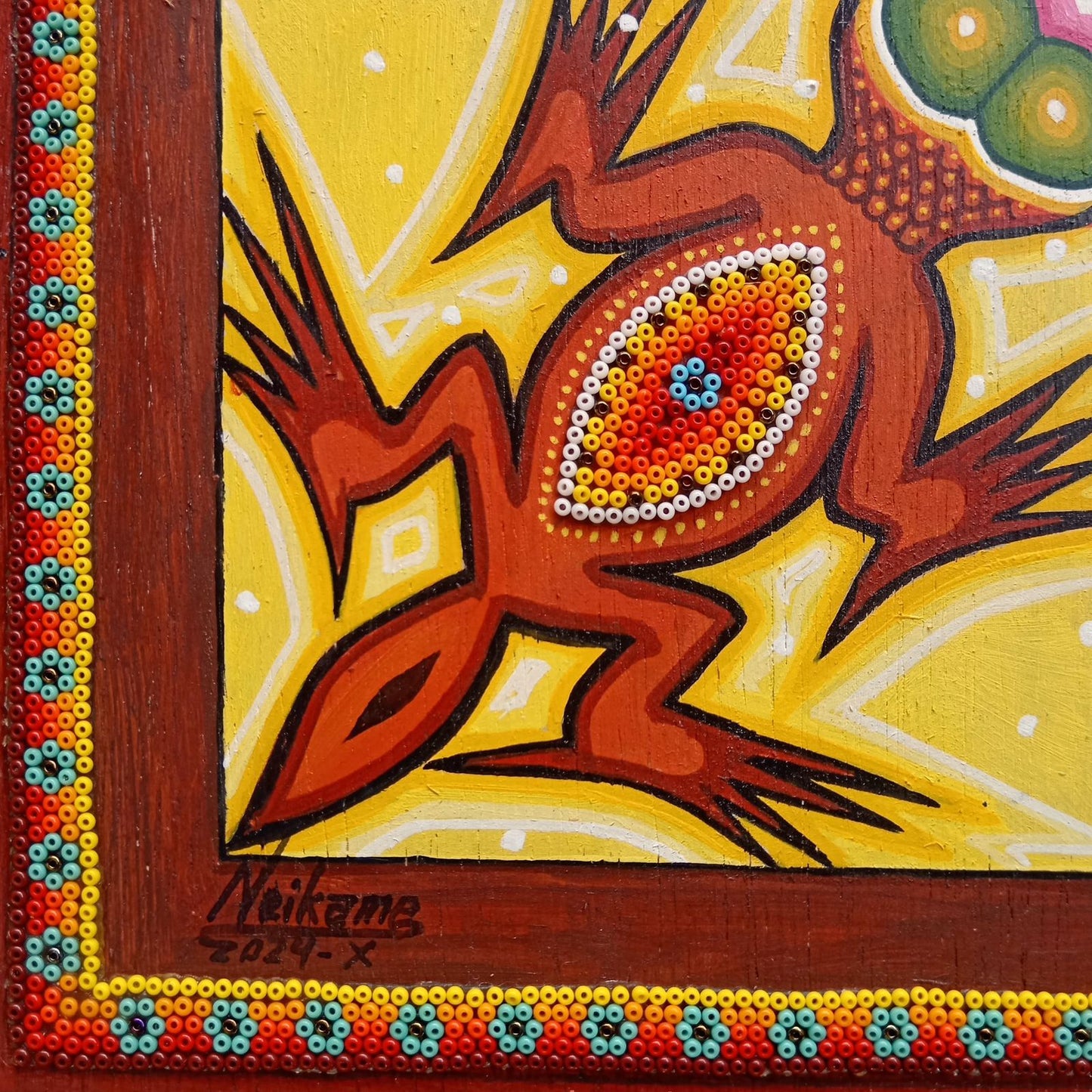 Huichol Mexican Folk Art Yarn Painting by Neikame PP7435