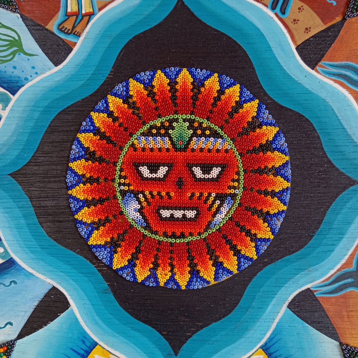 Huichol Mexican Folk Art Yarn Painting by Neikame PP7437