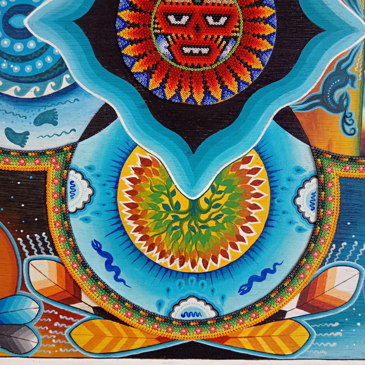Huichol Mexican Folk Art Yarn Painting by Neikame PP7437