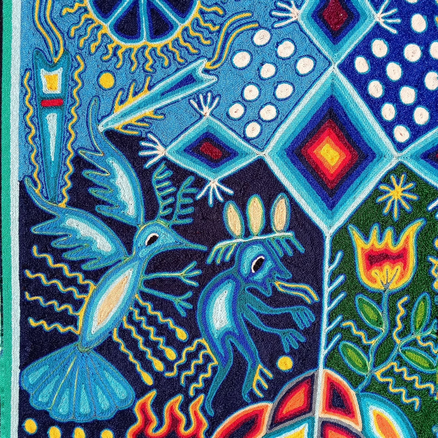 Mexican Folk Art Huichol Yarn Painting by Cooperativa Zitacua Tepic Nayarit PP7452