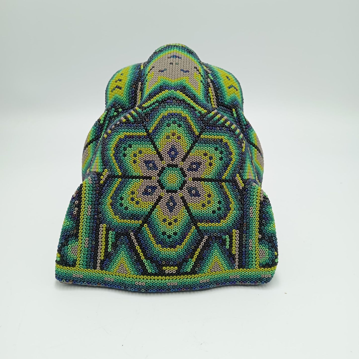 Mexican Folk Art Huichol Beaded Jaguar Head By Mayola Villa Lopez PP7482