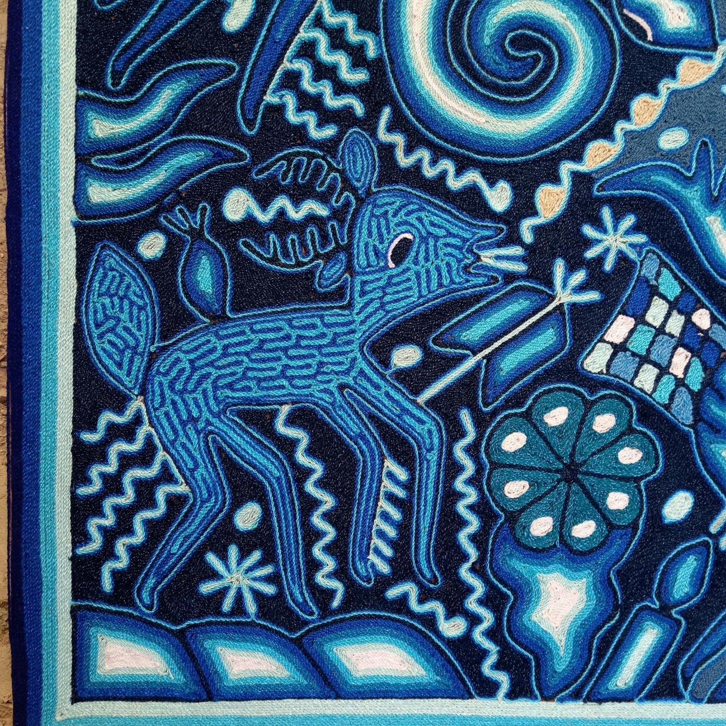 Huichol Indian Yarn Painting By Lourdes Diaz Benitez PP7528
