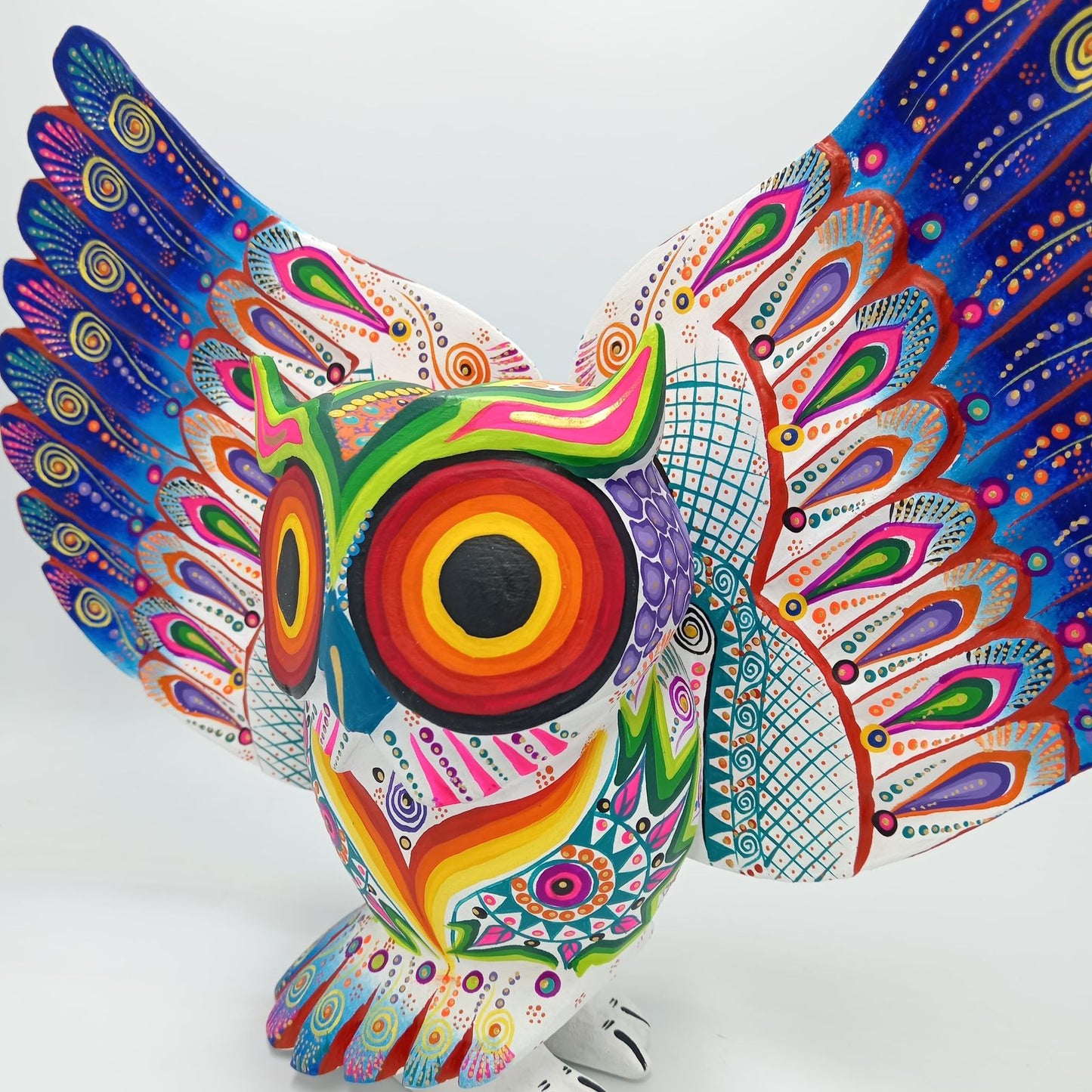Oaxacan Wood Carving Hand Made Owl By Cesar Melchor Ojeda PP7605