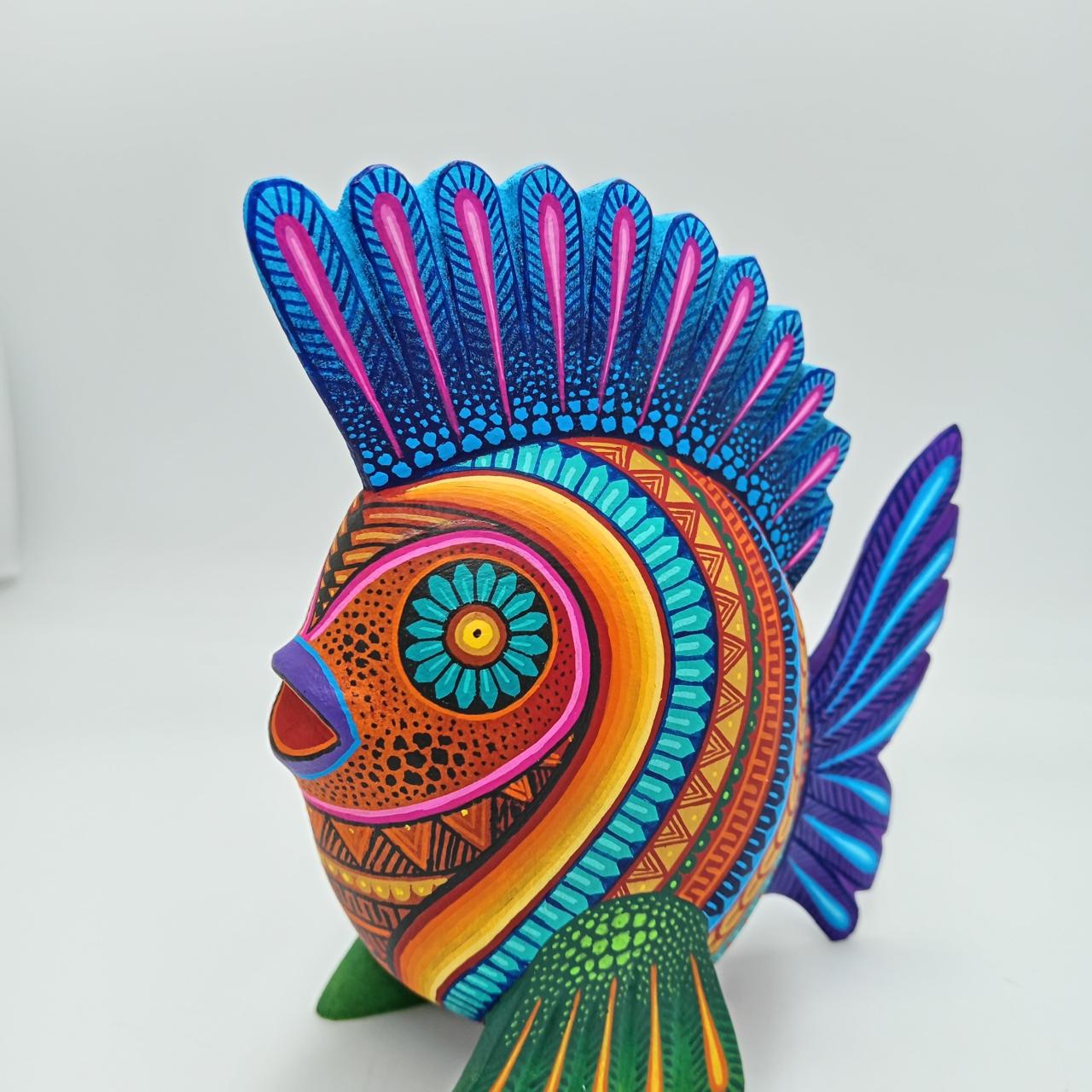 Mexican Oaxacan Wood Carving Fish By Julia Fuentes PP7618