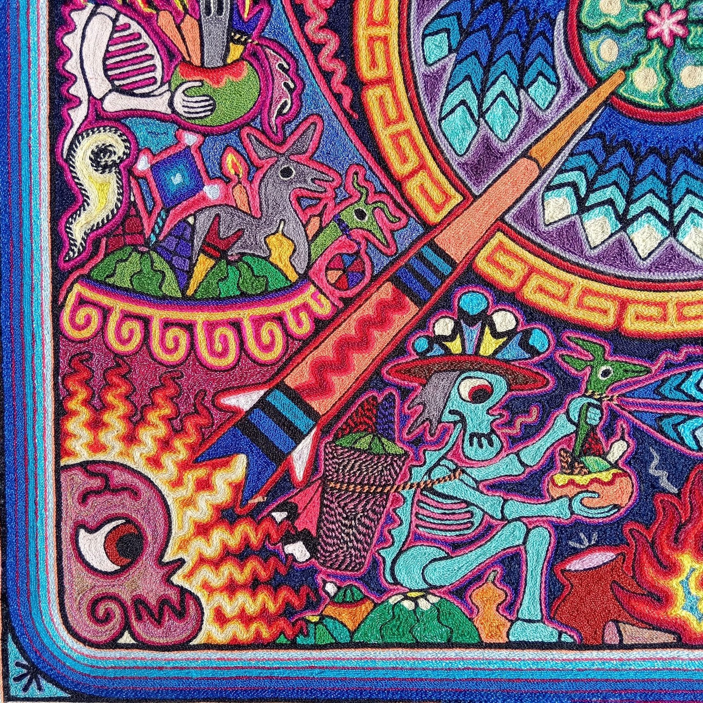 Mexican Folk Art Huichol Indian Yarn Painting by Luis Castro PP7626 Oaxaca