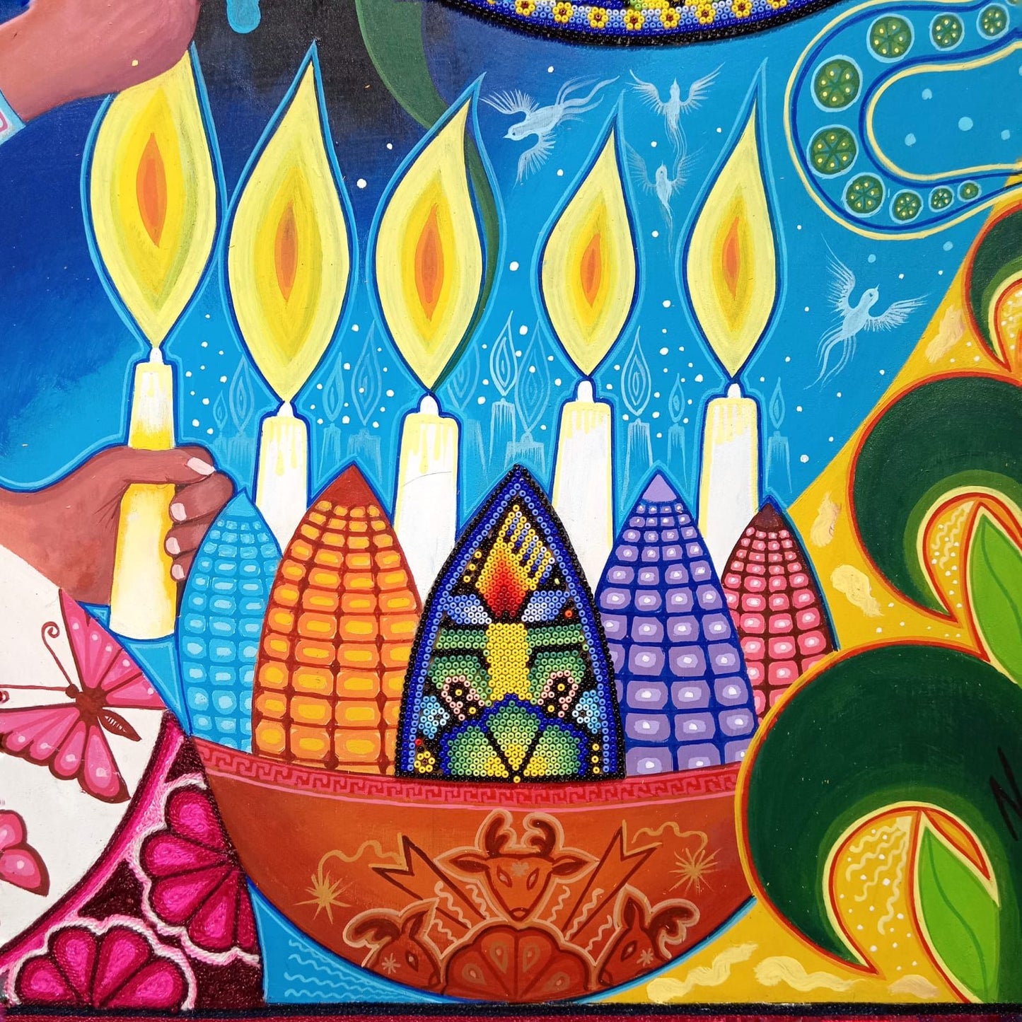 Huichol Mexican Folk Art Yarn Painting by Neikame PP7630