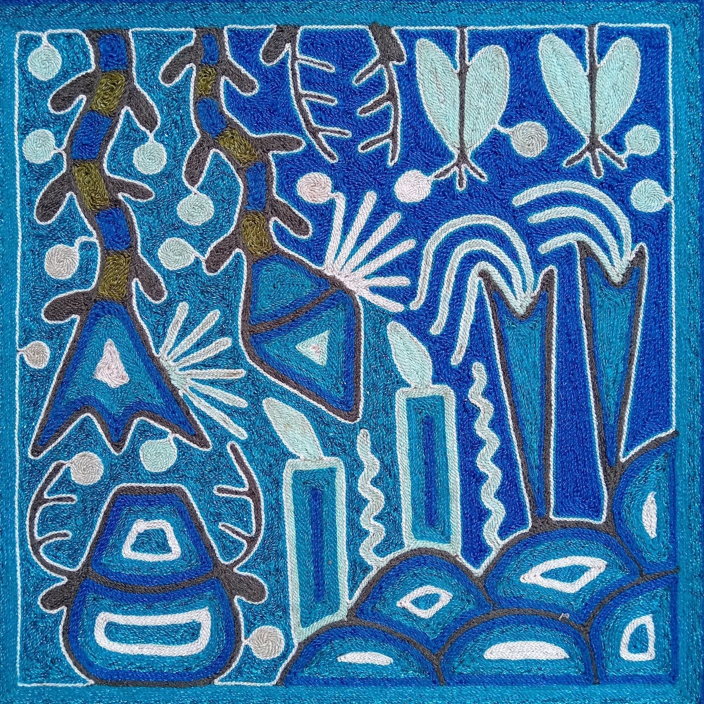 Mexican Folk Art Huichol Yarn Painting by Cooperativa Zitacua PP7644