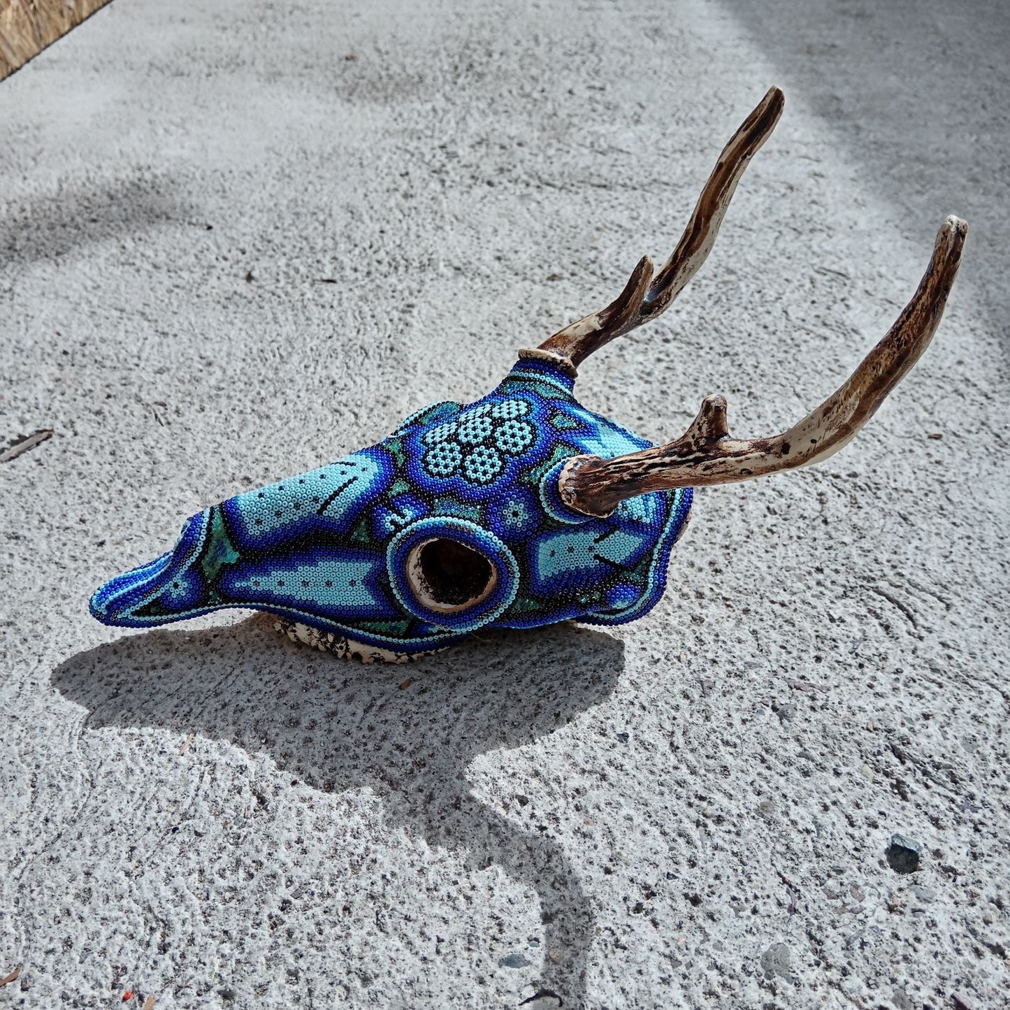 Huichol Indian Cast Resin Deer Skull Beaded By Mayola Villa Lopez PP7640