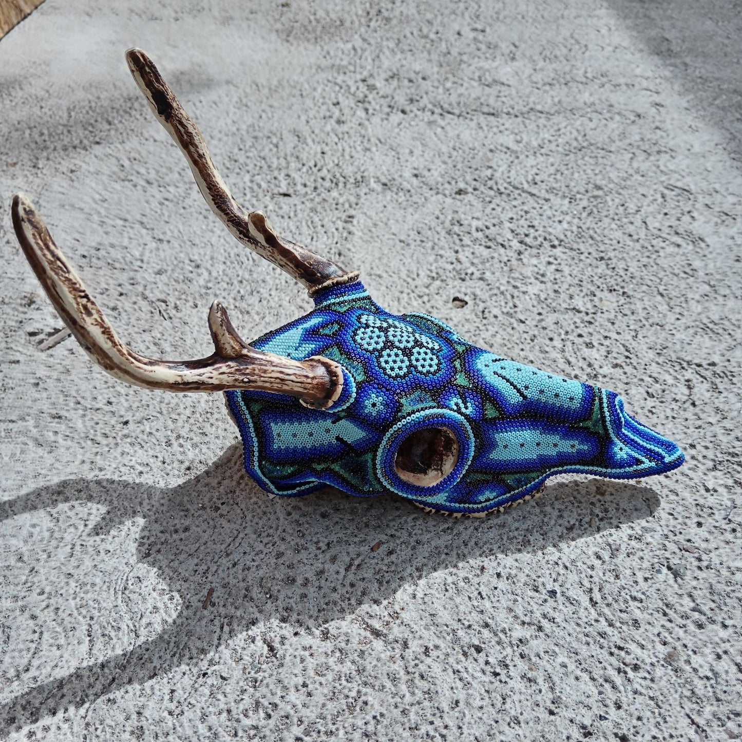 Huichol Indian Cast Resin Deer Skull Beaded By Mayola Villa Lopez PP7640