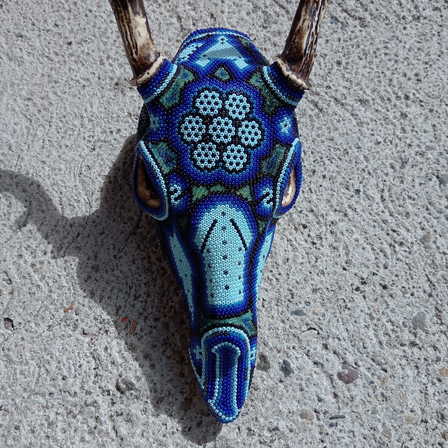 Huichol Indian Cast Resin Deer Skull Beaded By Mayola Villa Lopez PP7640