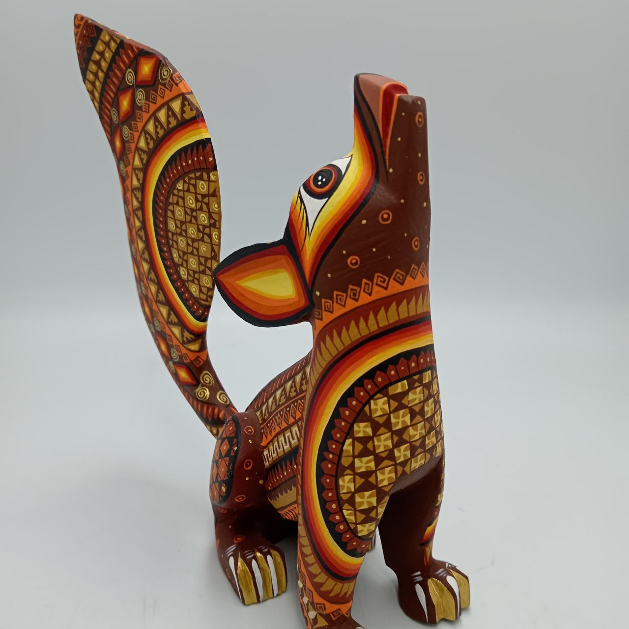 Mexican Oaxacan Wood Carving Coyote By Ivan Fuentes PP7687