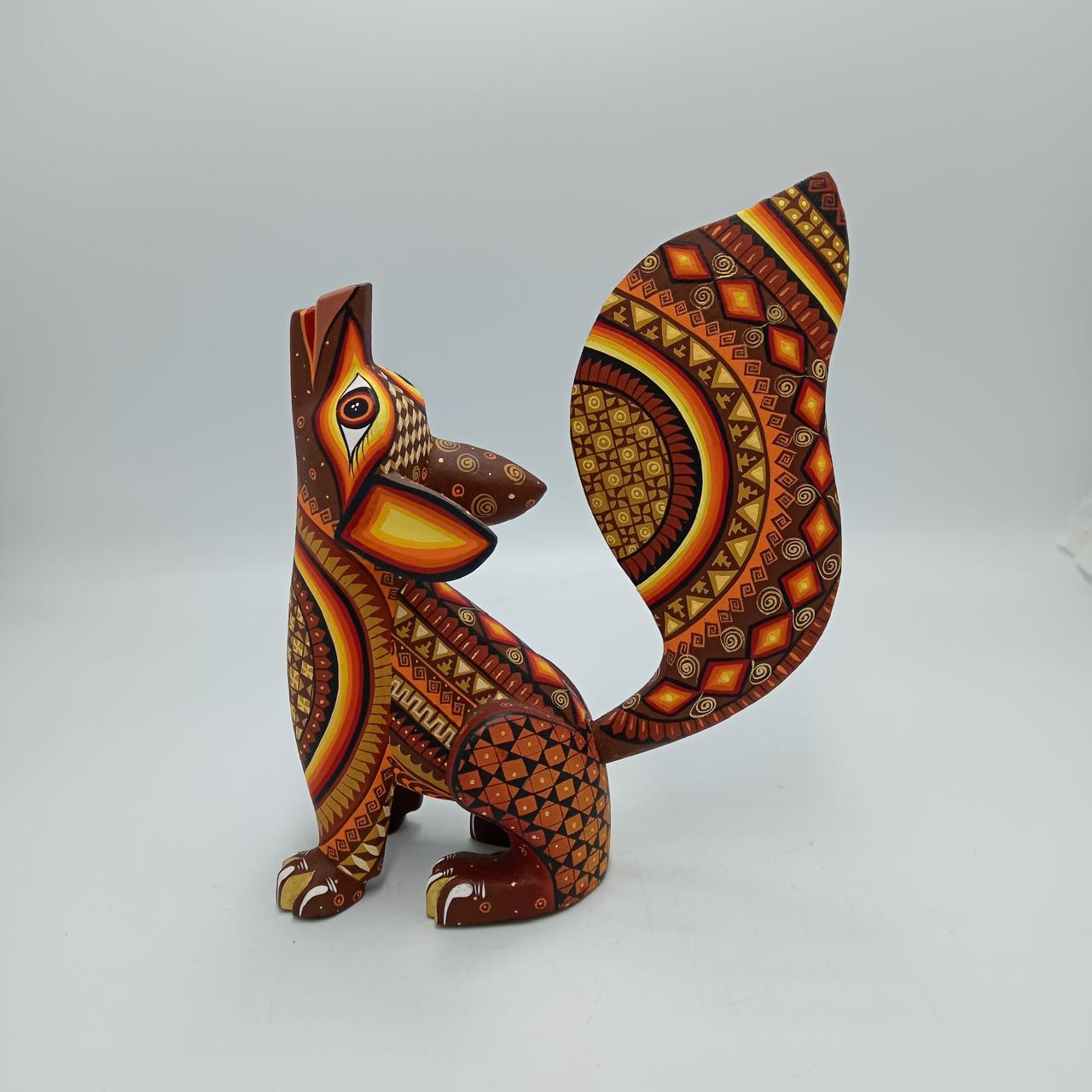 Mexican Oaxacan Wood Carving Coyote By Ivan Fuentes PP7687