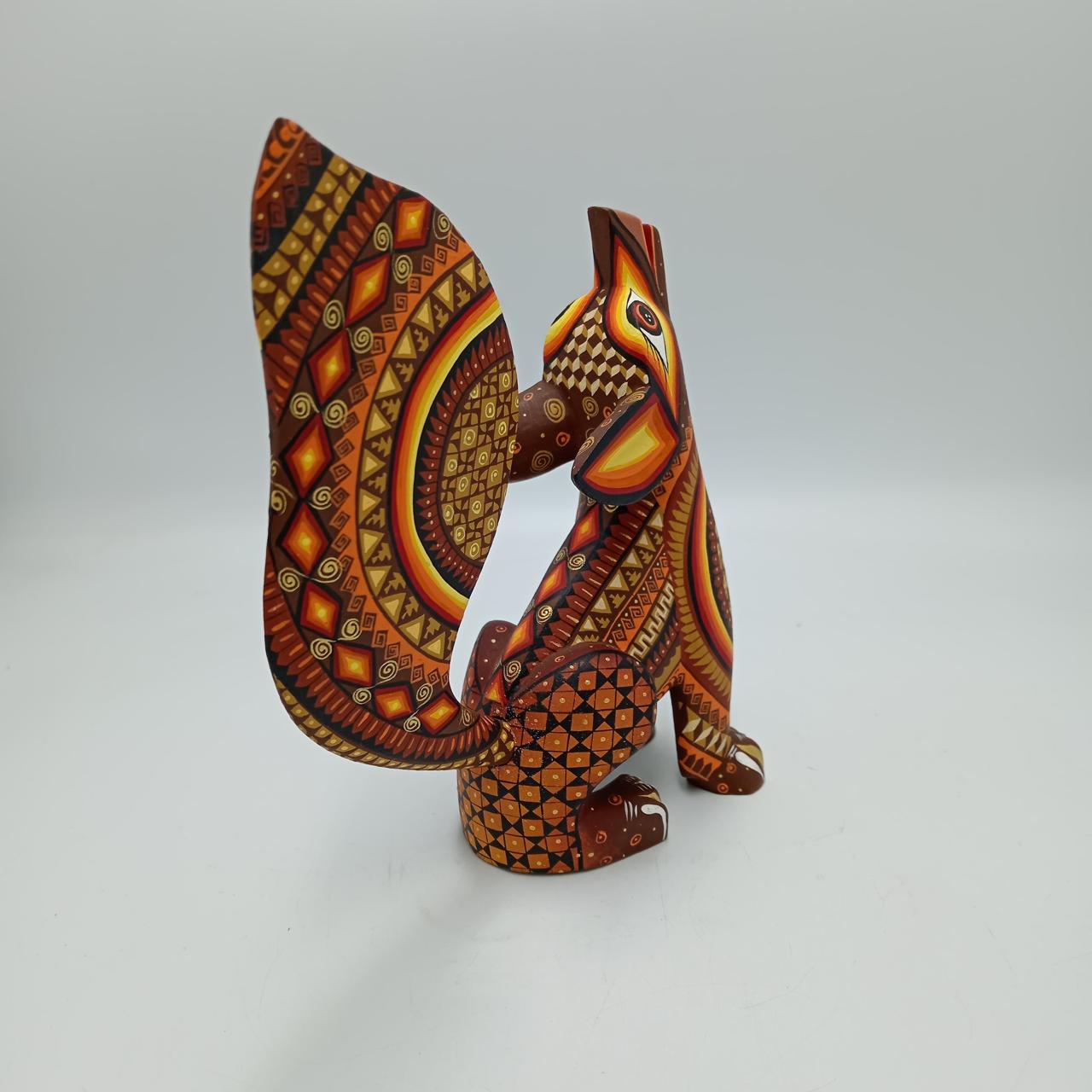 Mexican Oaxacan Wood Carving Coyote By Ivan Fuentes PP7687