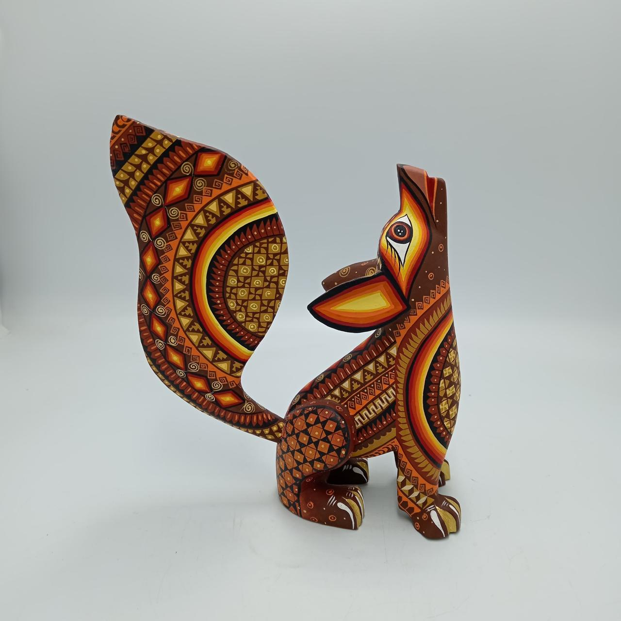Mexican Oaxacan Wood Carving Coyote By Ivan Fuentes PP7687