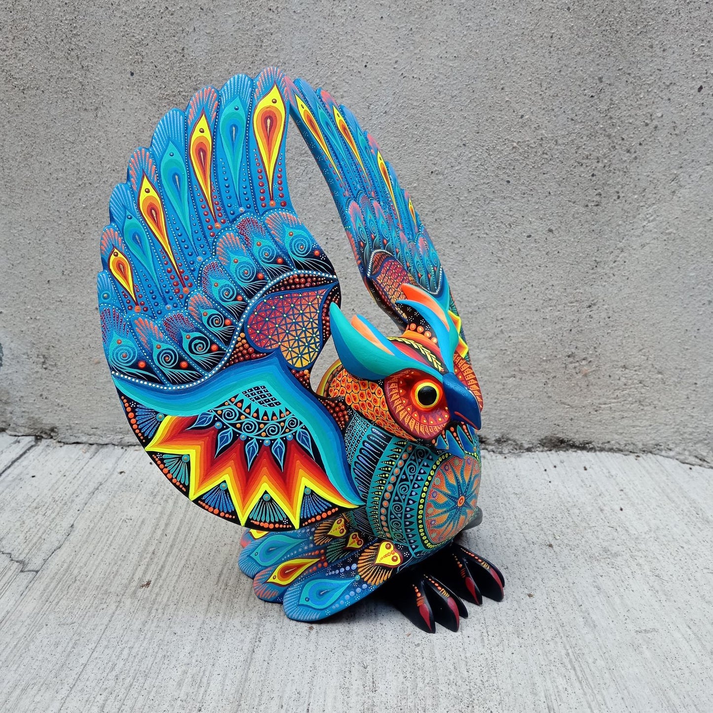 Mexican Folk Art Oaxacan Wood Carving Alebrije Hand Made, Owl By Luis Sosa PP7771