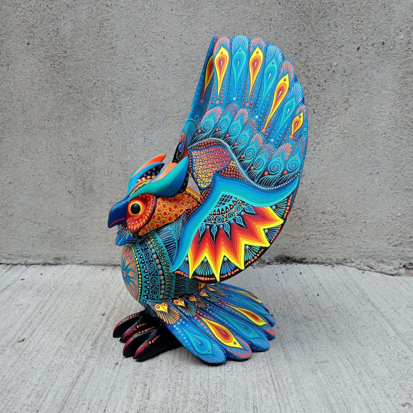 Mexican Folk Art Oaxacan Wood Carving Alebrije Hand Made, Owl By Luis Sosa PP7771