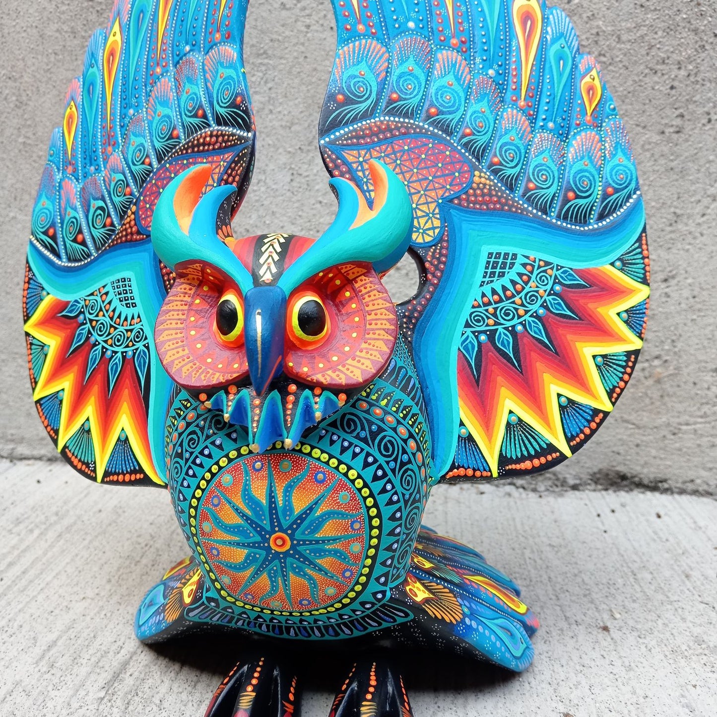 Mexican Folk Art Oaxacan Wood Carving Alebrije Hand Made, Owl By Luis Sosa PP7771