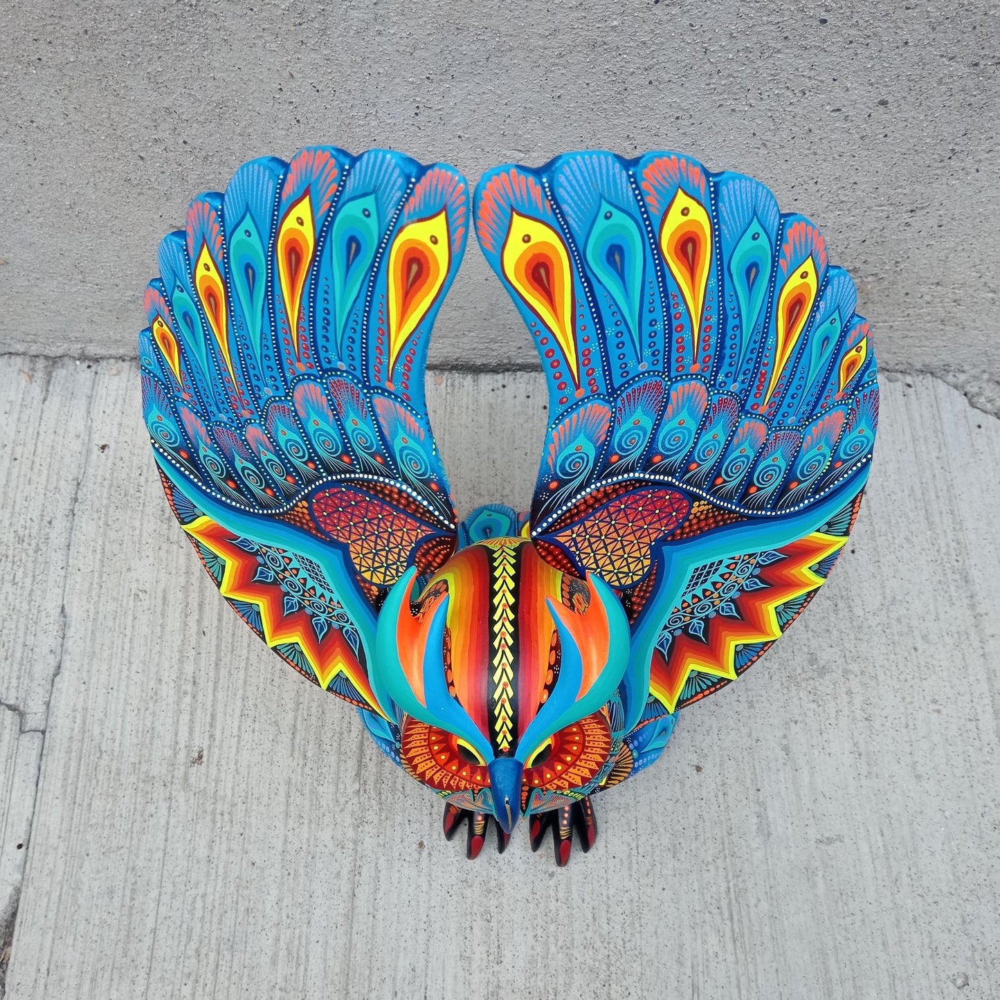 Mexican Folk Art Oaxacan Wood Carving Alebrije Hand Made, Owl By Luis Sosa PP7771