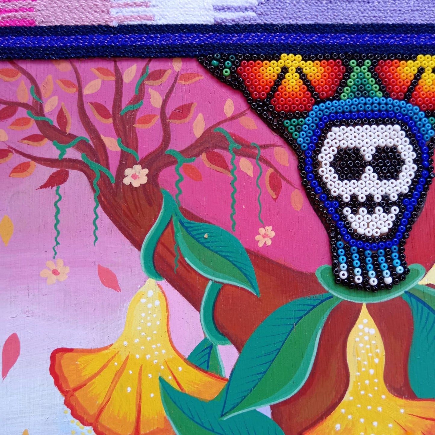 Huichol Mexican Folk Art Yarn Painting by Neikame PP7775