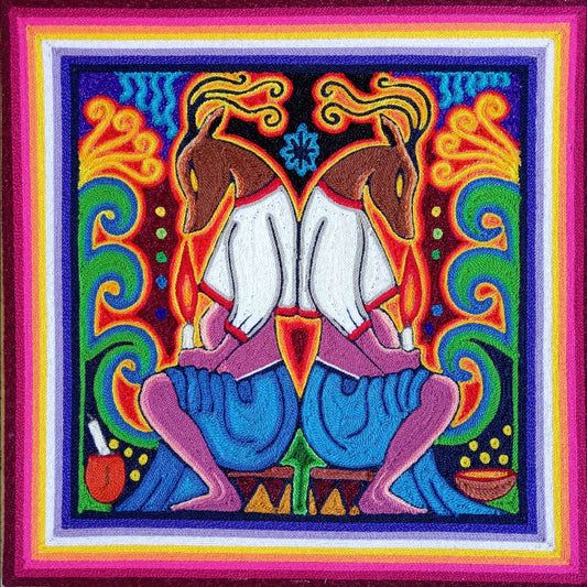 Huichol Mexican Folk Art Yarn Painting by Neikame PP7777 Oaxaca