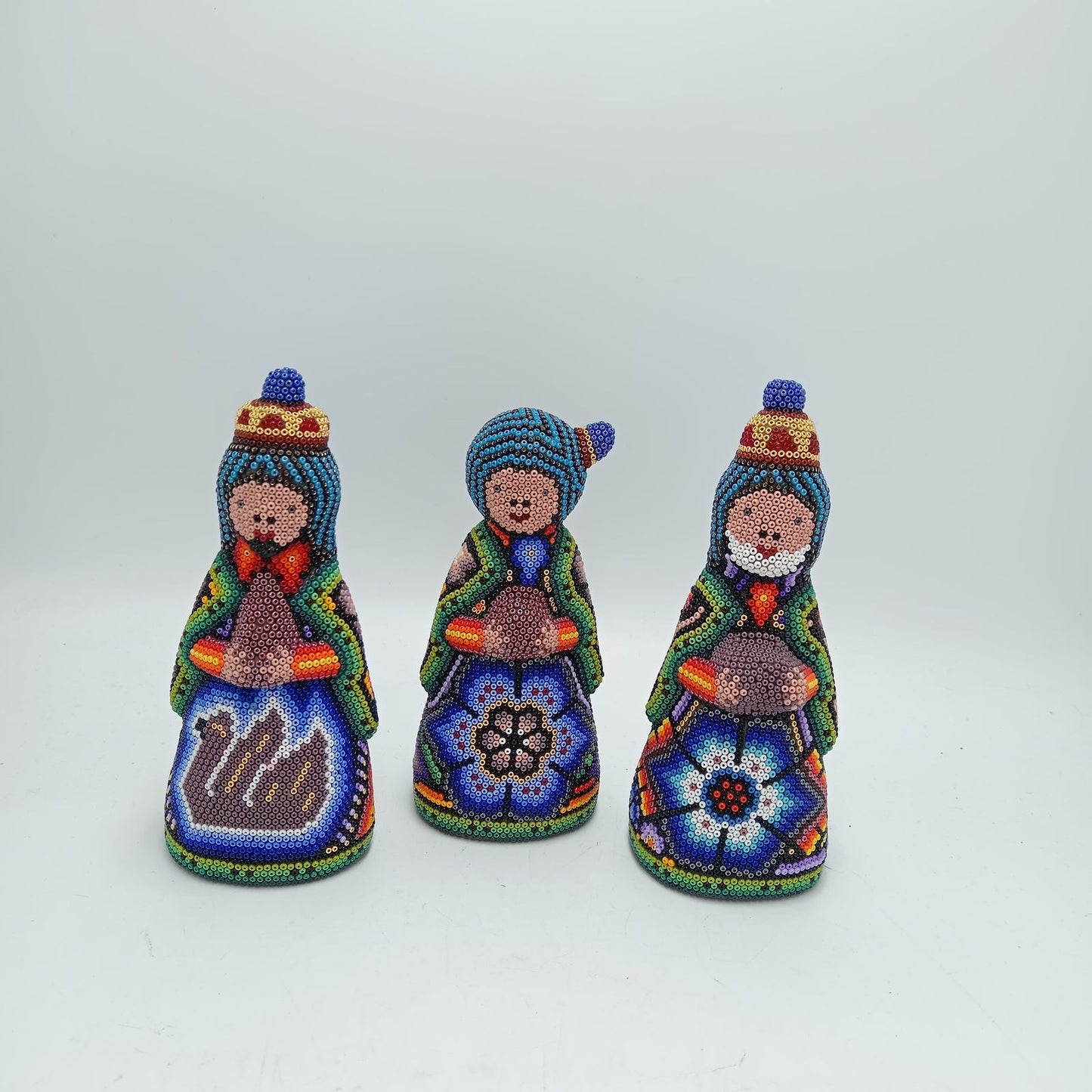 Hand Beaded Huichol Mexican Folk Art Nativity Set By Isandro Villa Lopez PP7797
