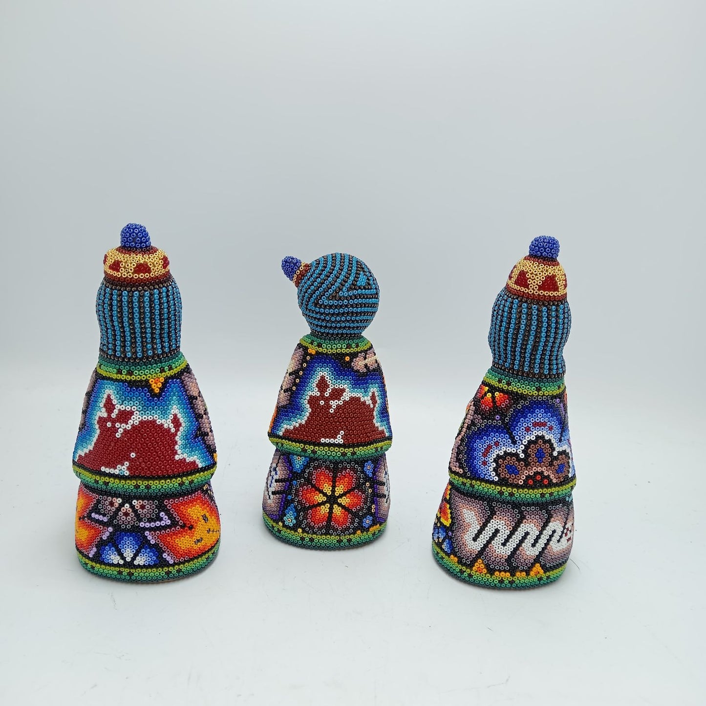 Hand Beaded Huichol Mexican Folk Art Nativity Set By Isandro Villa Lopez PP7797