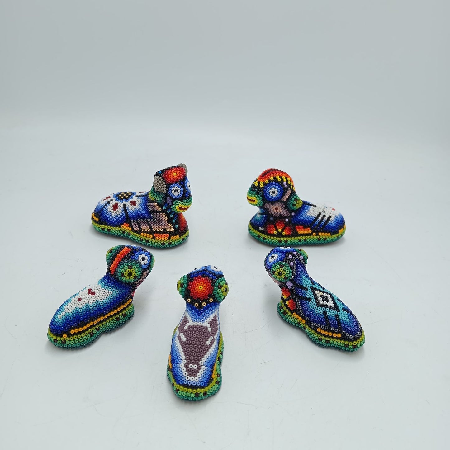 Hand Beaded Huichol Mexican Folk Art Nativity Set By Isandro Villa Lopez PP7797