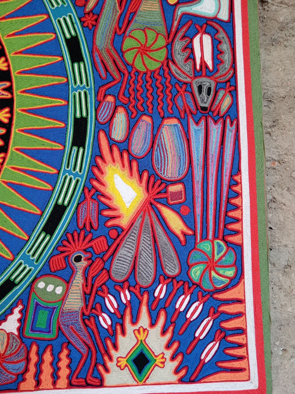 Mexican Folk Art Huichol Yarn Painting by Cooperativa Zitacua PP7805