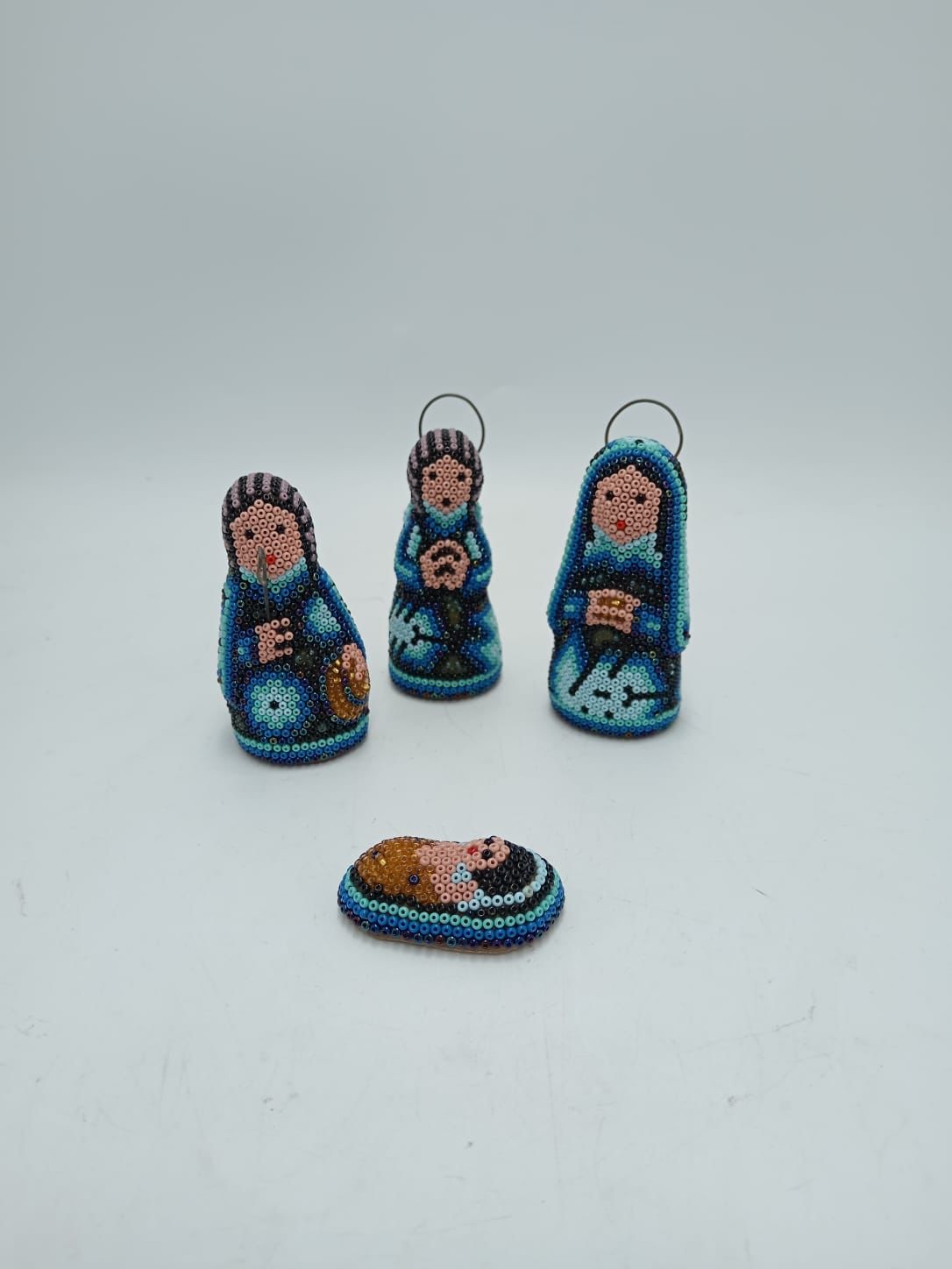 Hand Beaded Huichol Mexican Folk Art Nativity Set By Mayola Villa PP7788