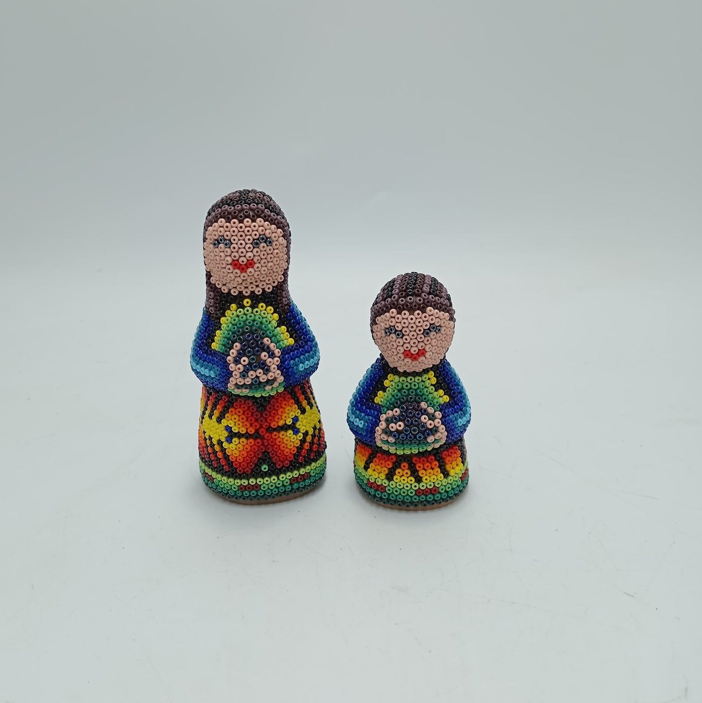 Hand Beaded Huichol Mexican Folk Art Nativity Set By Mayola Villa PP7792