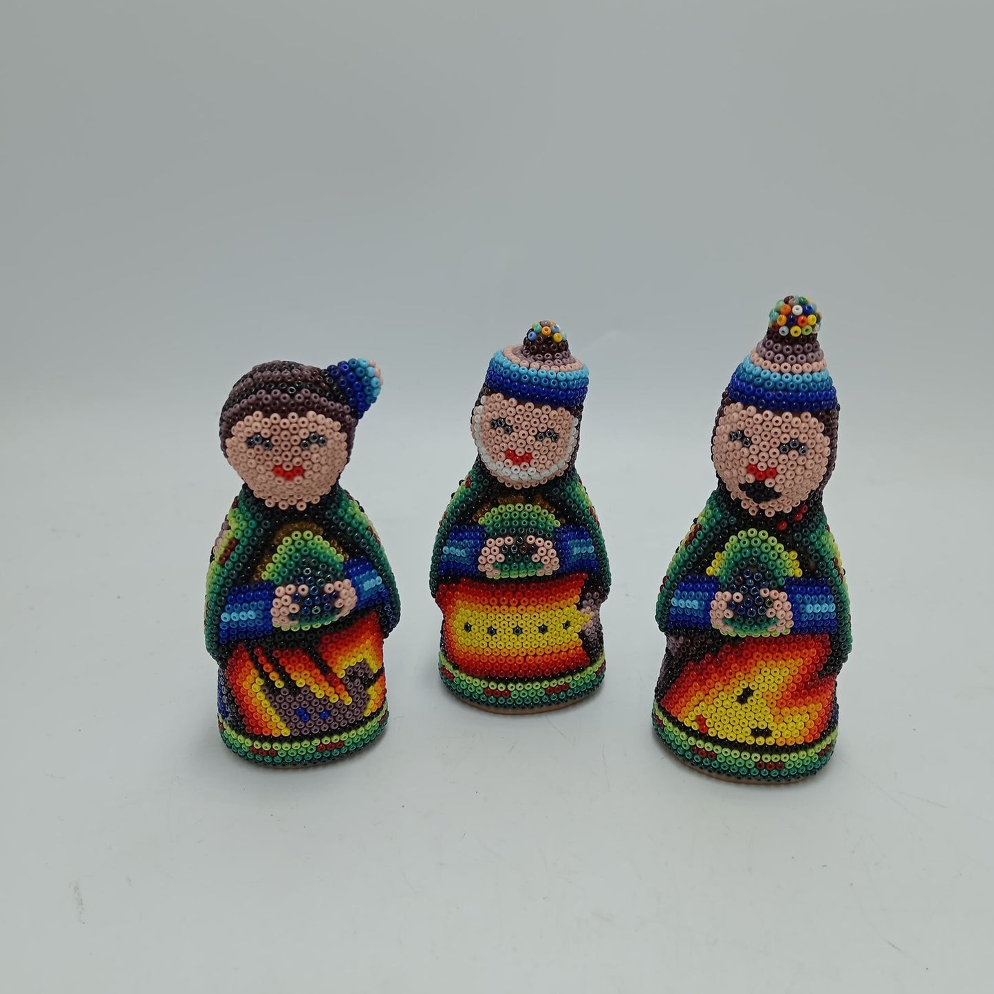 Hand Beaded Huichol Mexican Folk Art Nativity Set By Mayola Villa PP7792