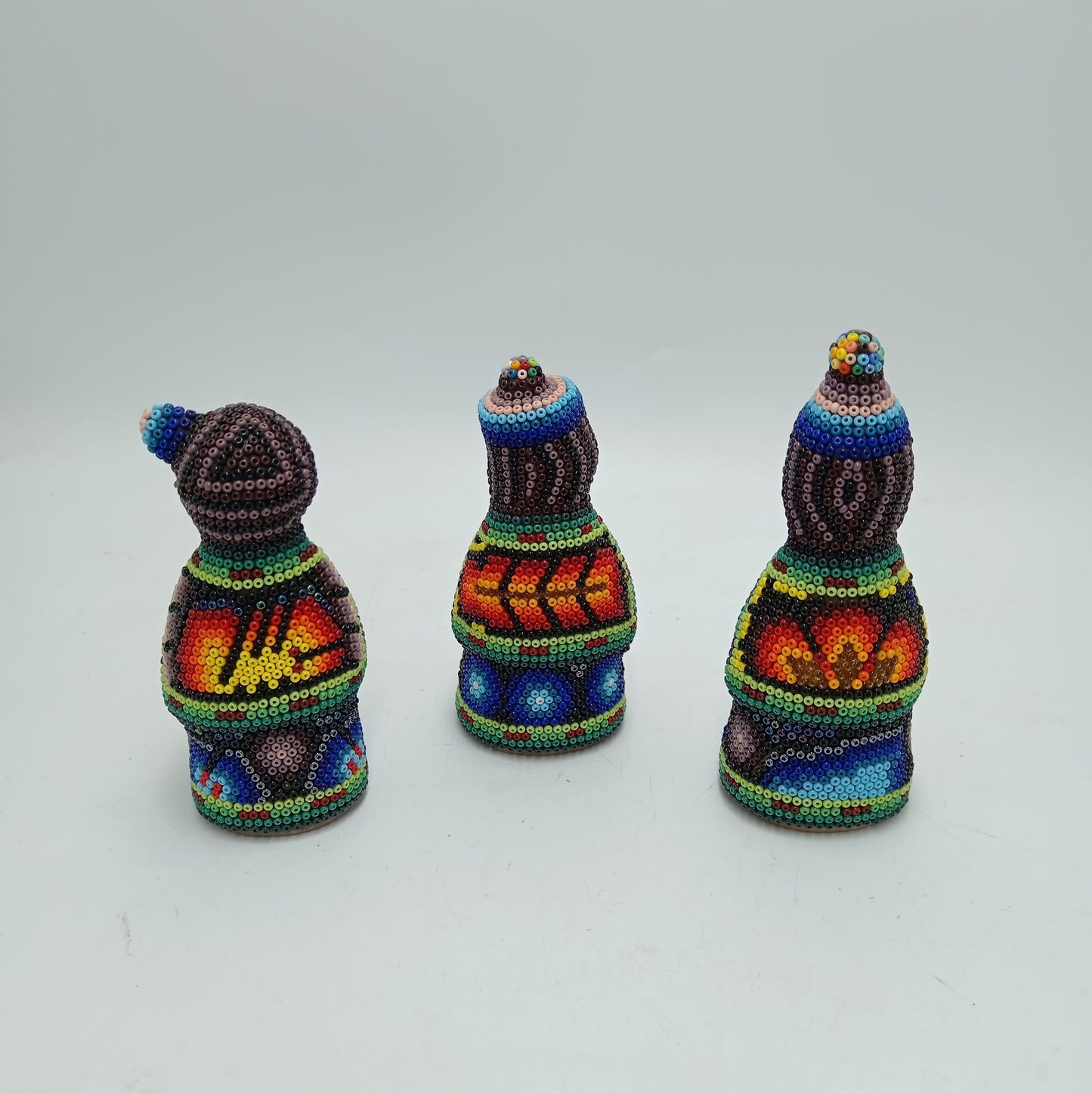 Hand Beaded Huichol Mexican Folk Art Nativity Set By Mayola Villa PP7792