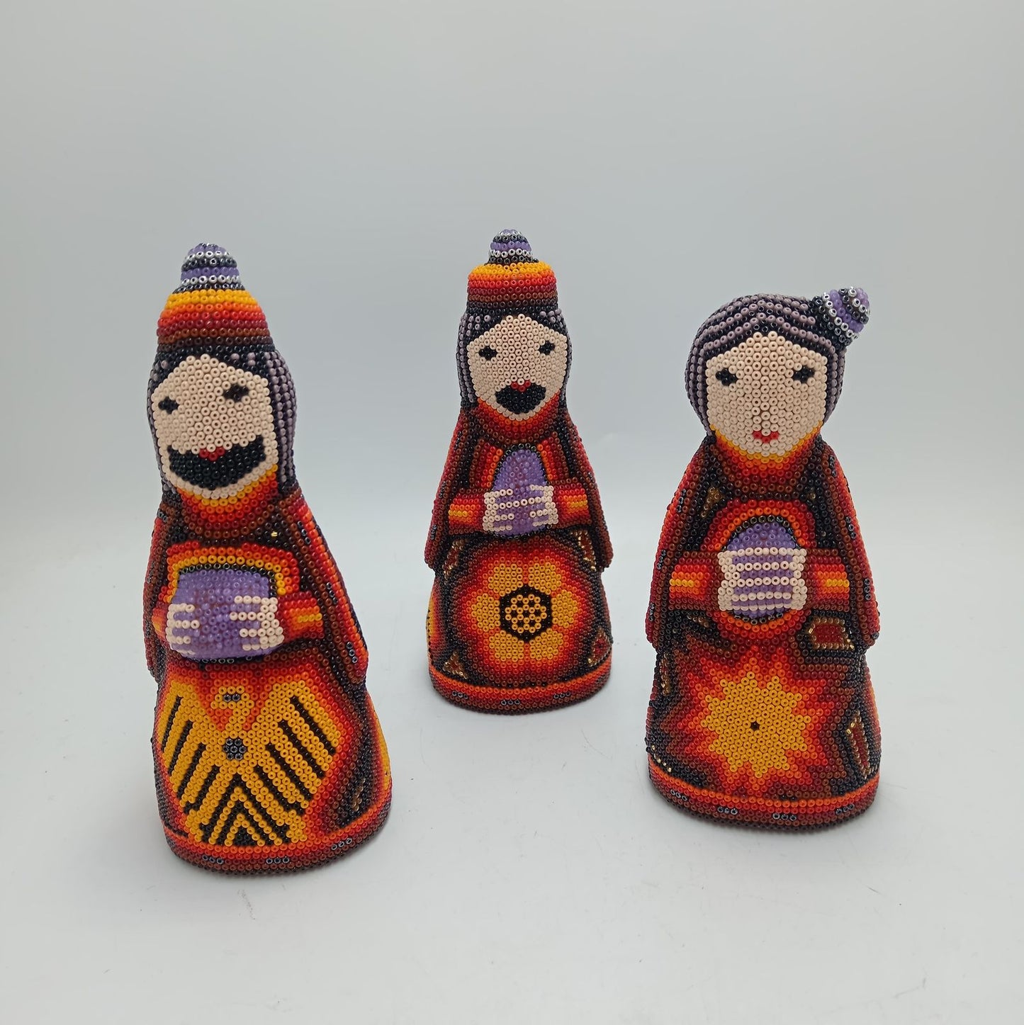 Hand Beaded Huichol Mexican Folk Art Nativity Set By Mayola Villa PP7793