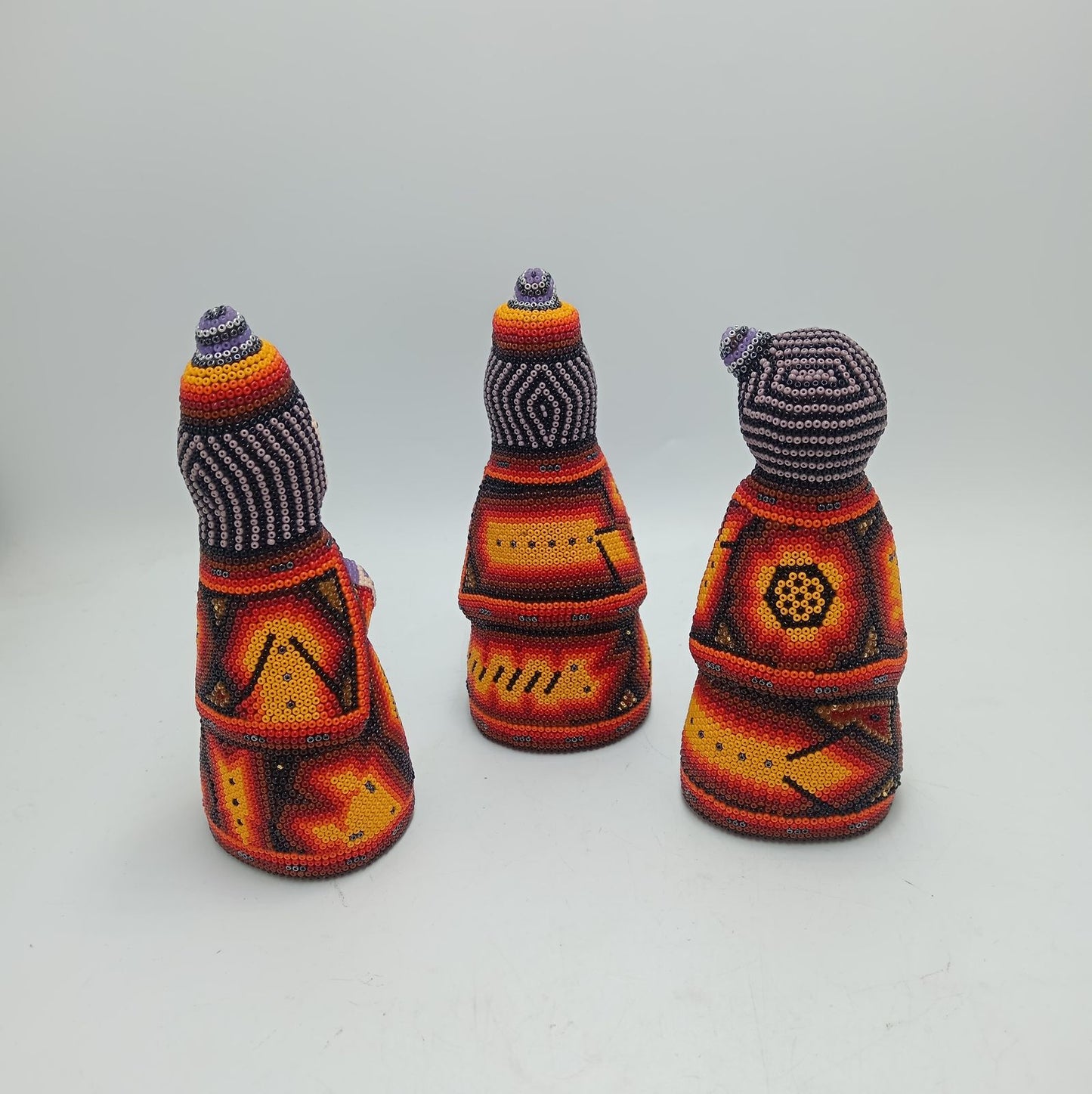 Hand Beaded Huichol Mexican Folk Art Nativity Set By Mayola Villa PP7793
