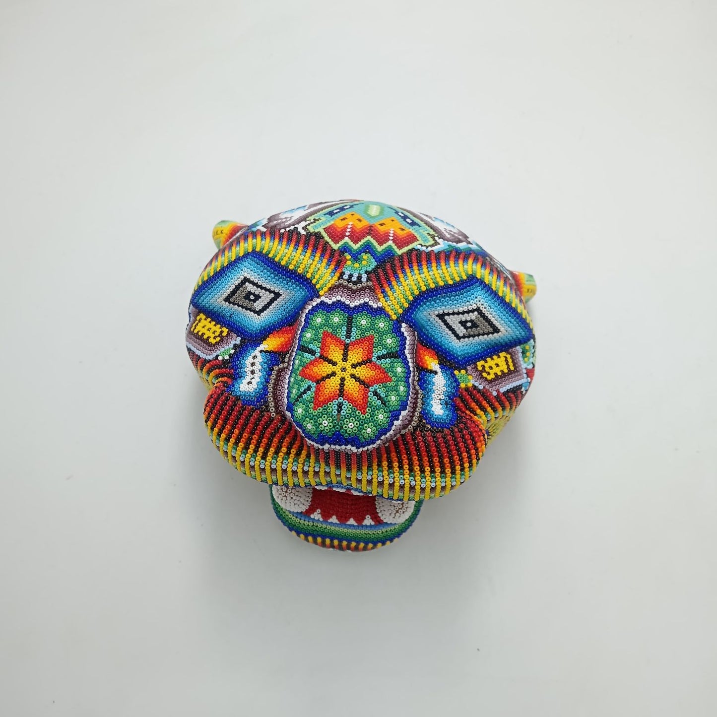 Huichol Hand Beaded Mexican Folk Art, Jaguar Head By Jesus Jimenez PP7828