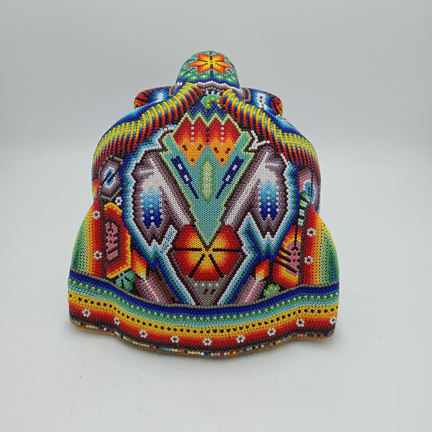 Huichol Hand Beaded Mexican Folk Art, Jaguar Head By Jesus Jimenez PP7828