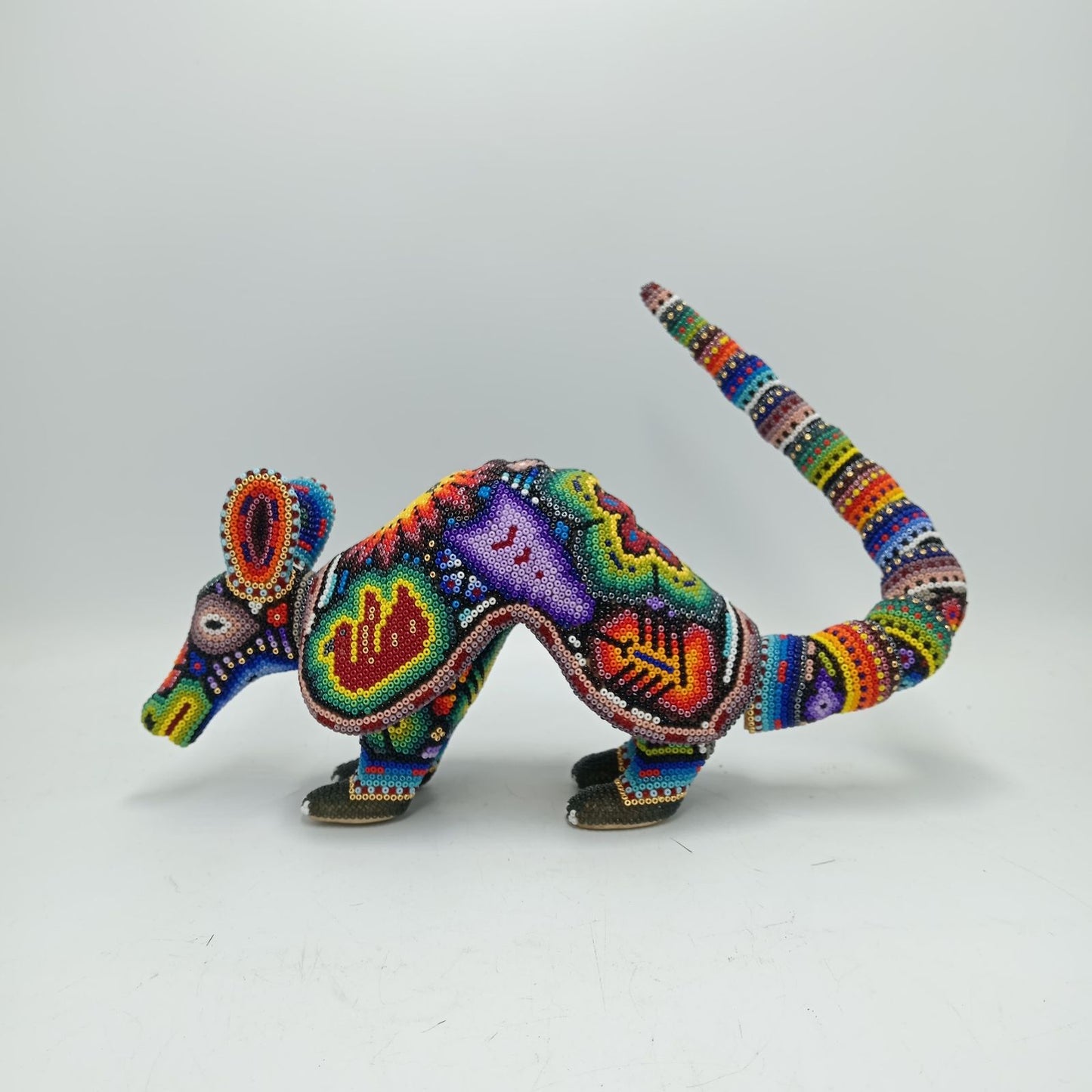 Mexican Huichol Hand Beaded Art, Armadillo By Isandro Villa Lopez PP7841