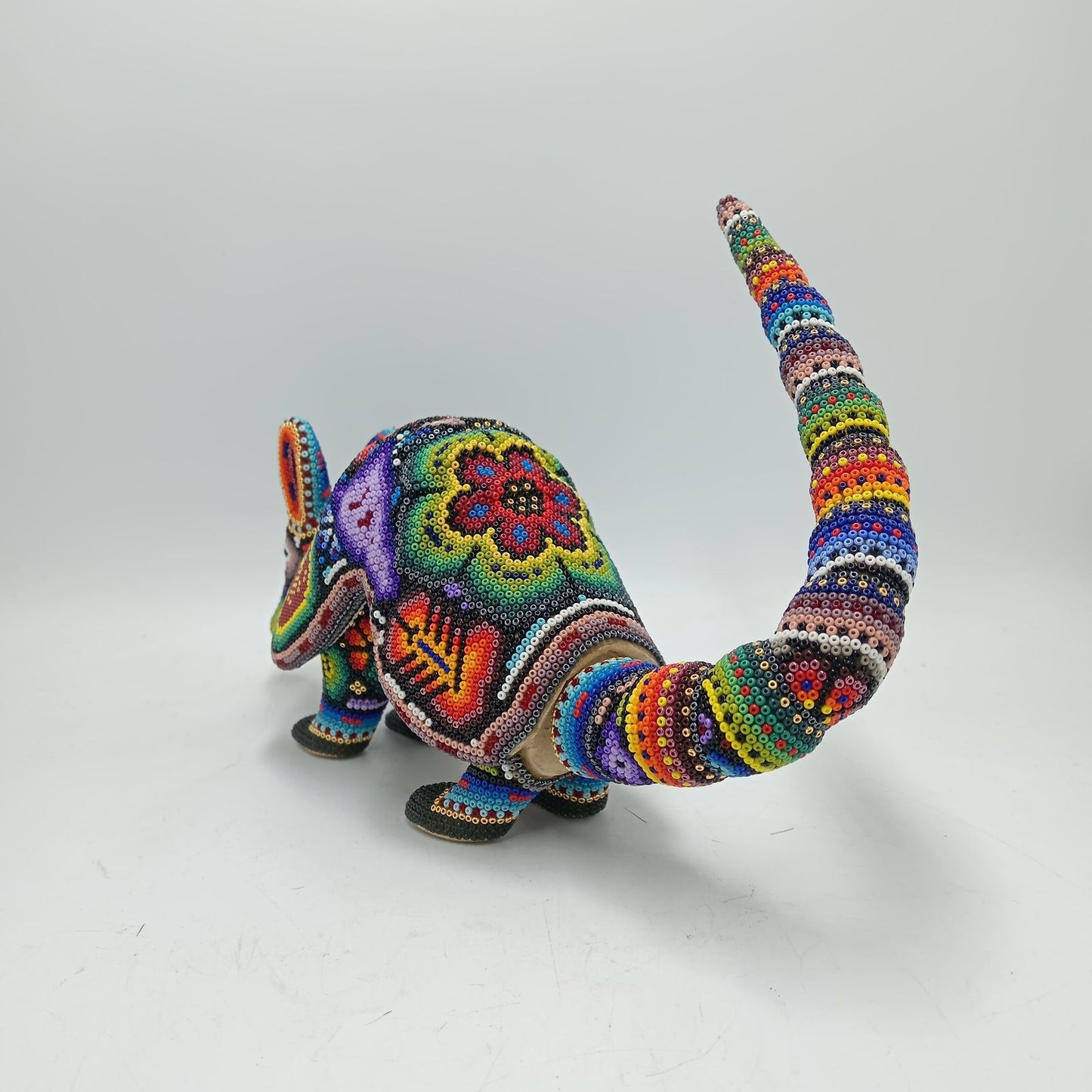 Mexican Huichol Hand Beaded Art, Armadillo By Isandro Villa Lopez PP7841
