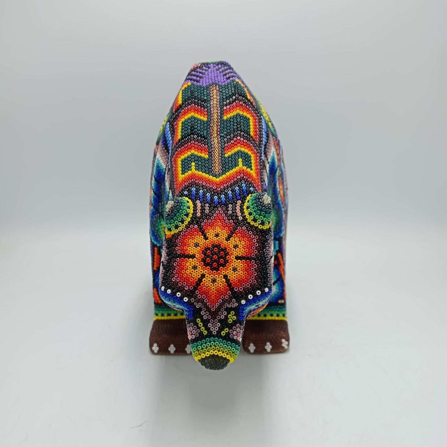 Mexican Huichol Hand Beaded Art, Bear By Isandro Villa Lopez PP7845