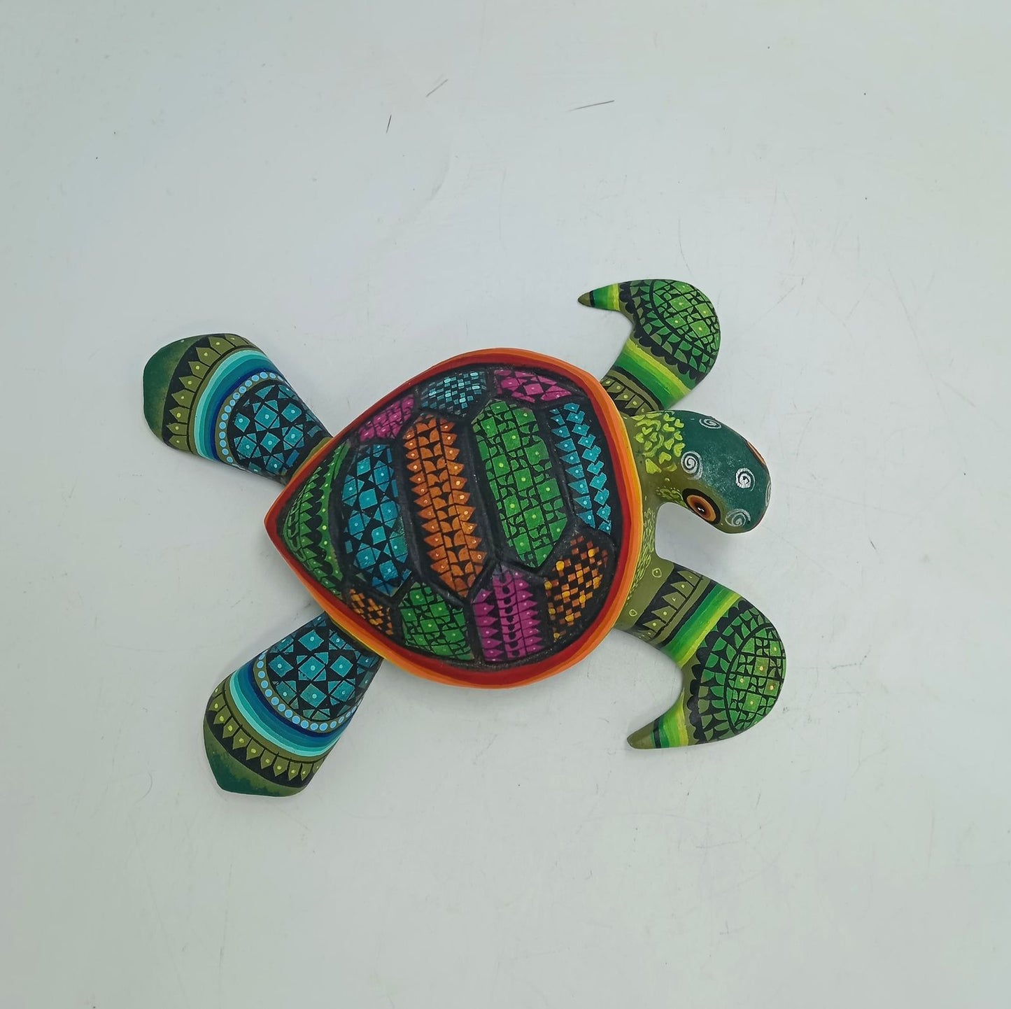 Mexican Oaxacan Wood Carving Turtle By Ivan Fuentes PP7786