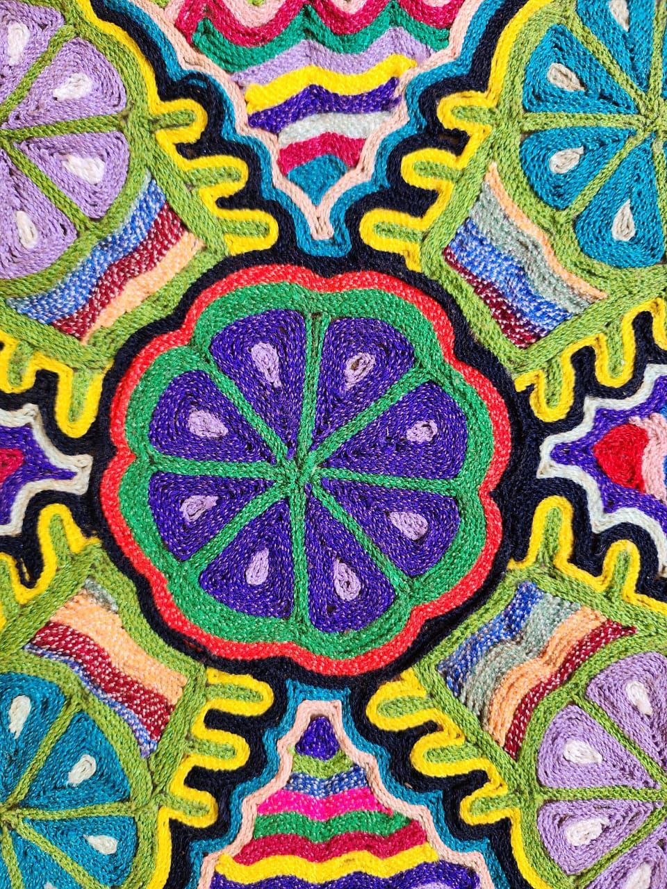 Huichol Indian Mexican Folk Art Yarn Painting by Jesus Jimenez PP7808