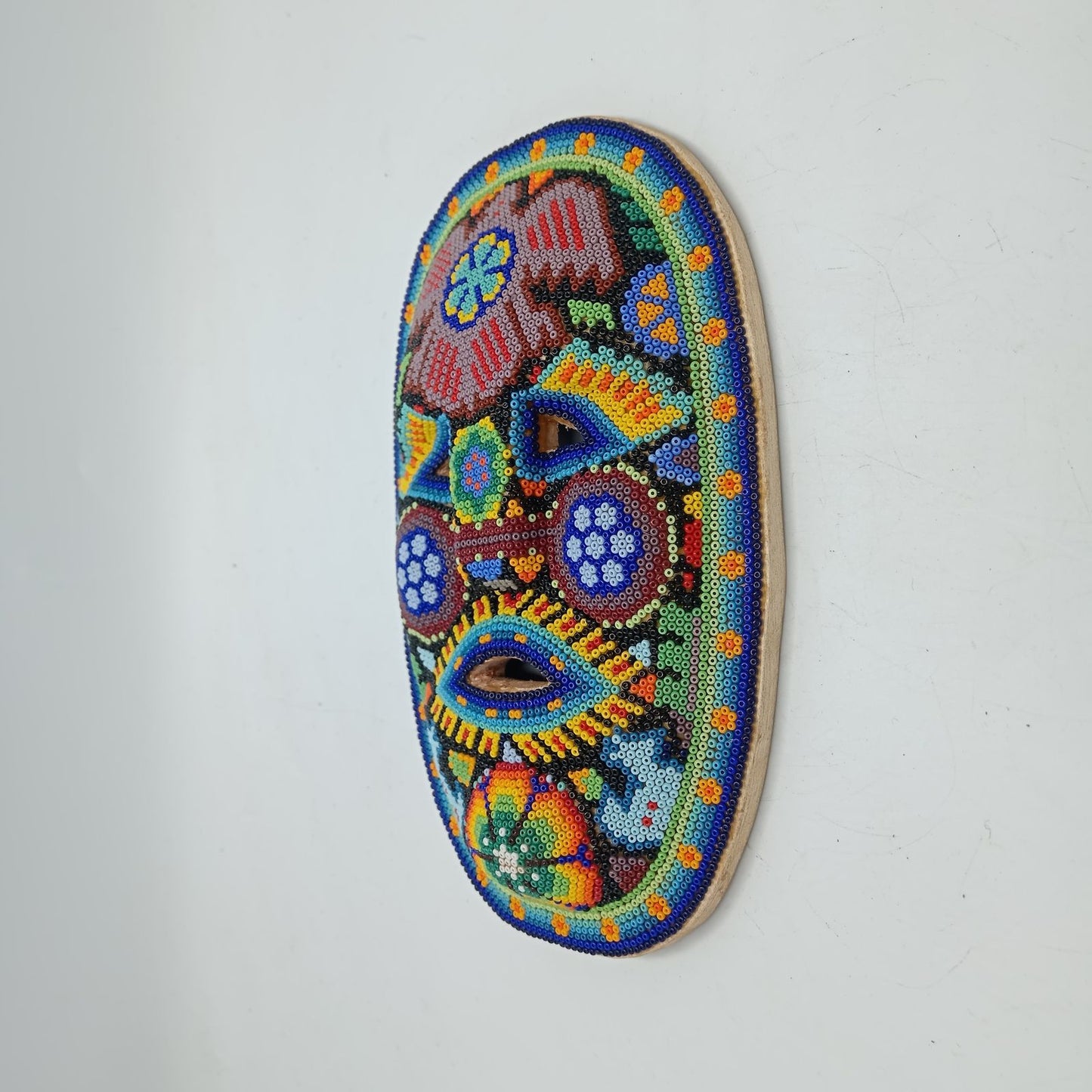 Huichol Hand Beaded Mexican Folk Art, Mask By Jesus Jimenez PP7819
