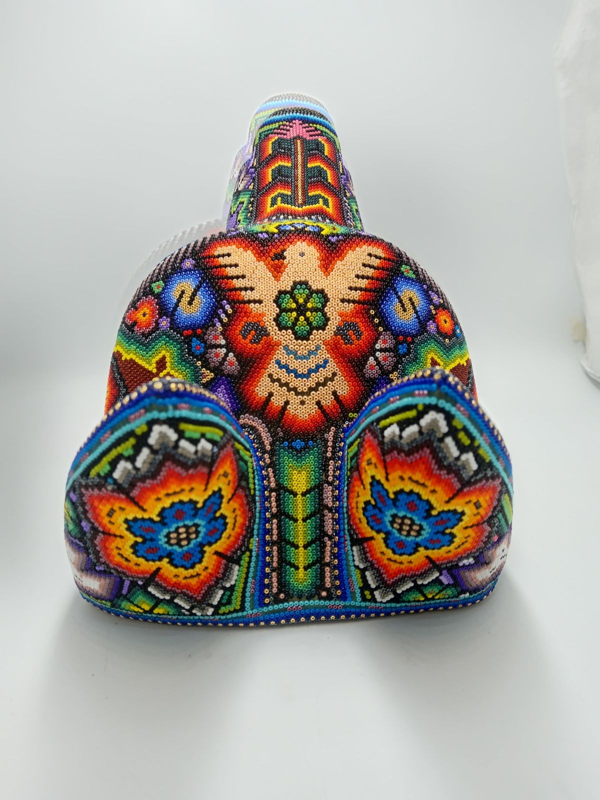 Mexican Huichol Hand Beaded Art, Wolf Head By Isandro Villa Lopez PP7854