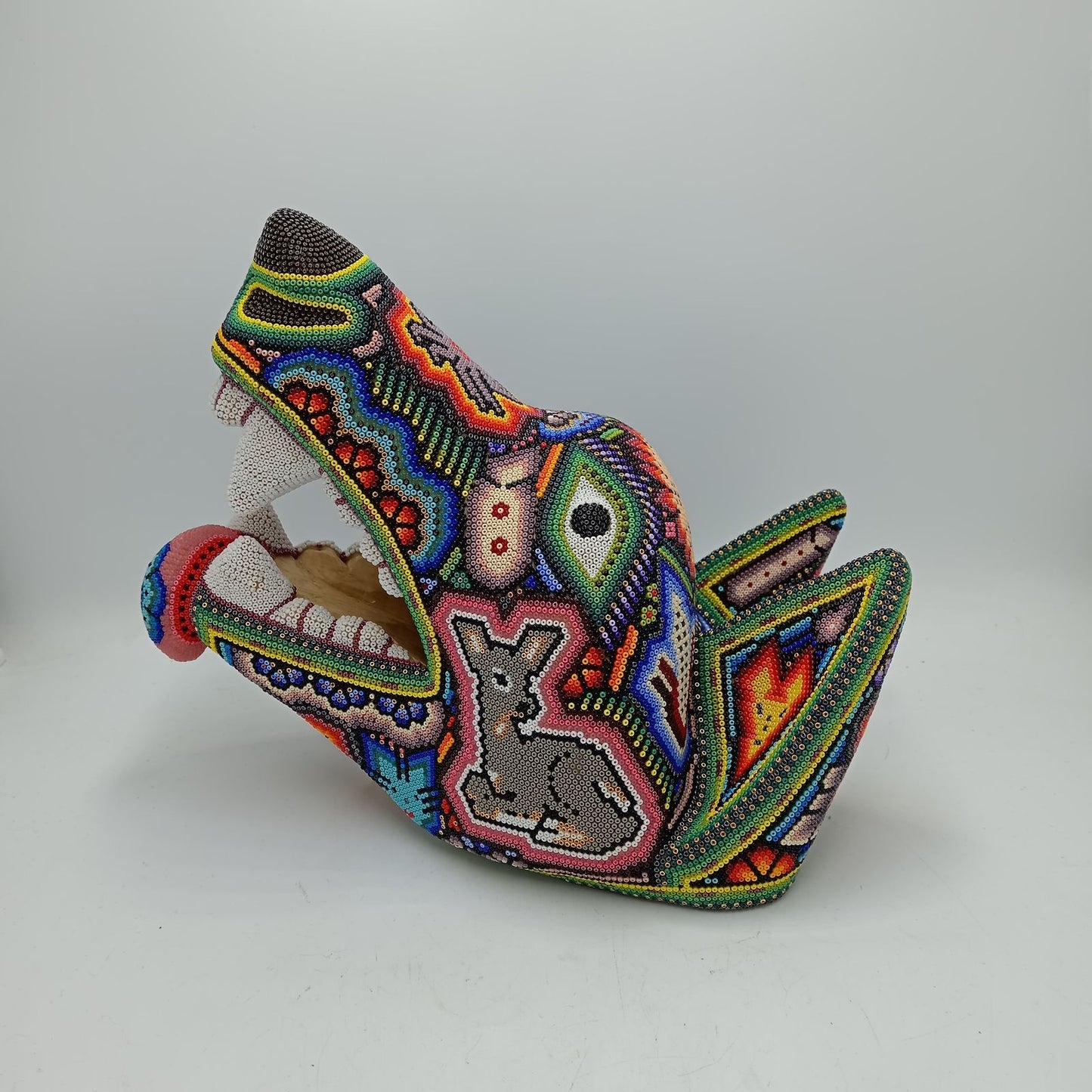 Huichol Mexican Hand Beaded, Wolf Head By Isandro Villa Lopez PP7855