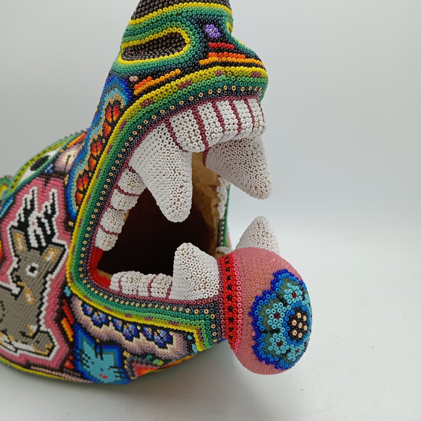 Huichol Mexican Hand Beaded, Wolf Head By Isandro Villa Lopez PP7855