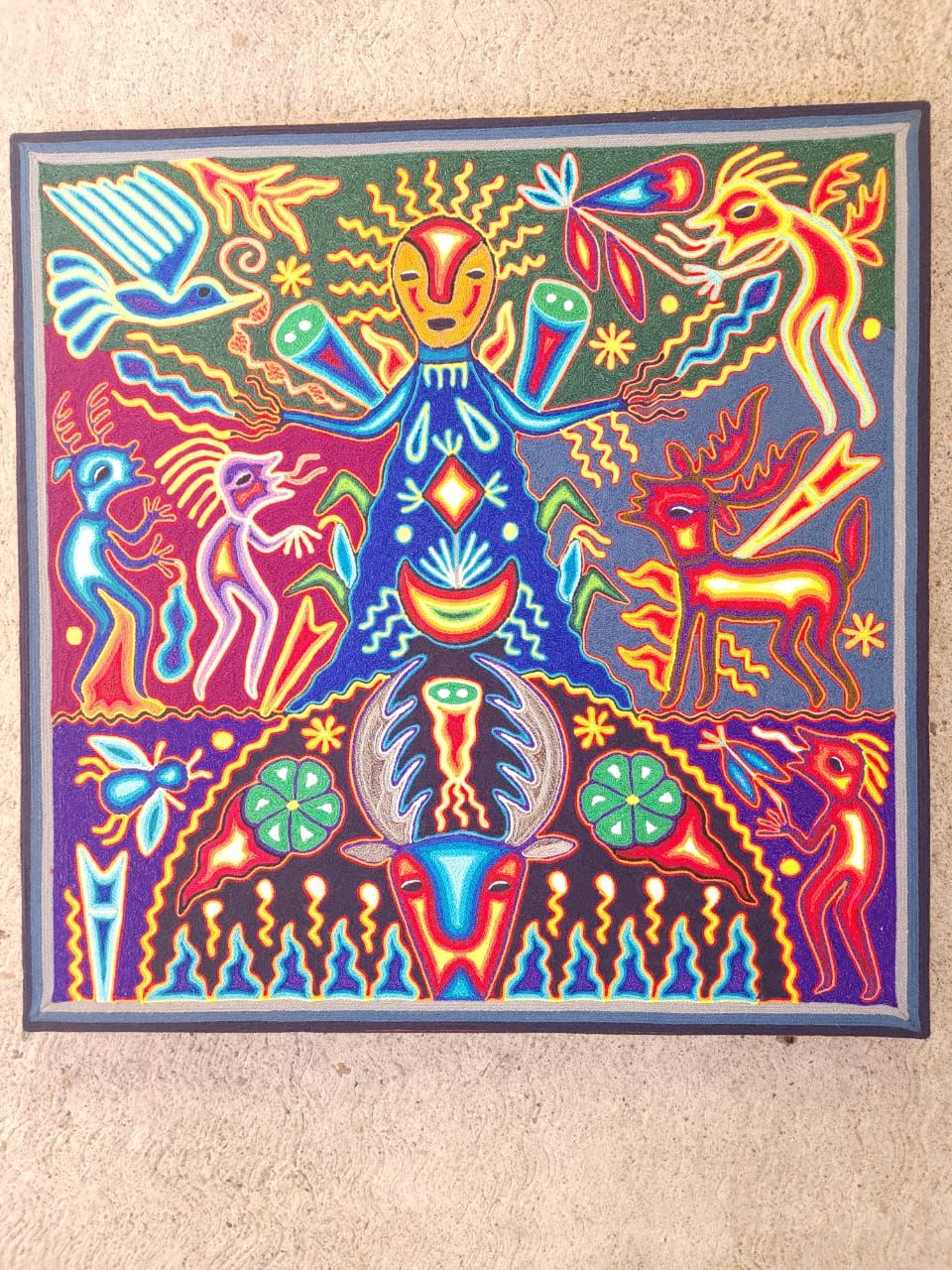 Huichol Yarn Painting Mexican Folk Art By Luciana Benitez PP7891