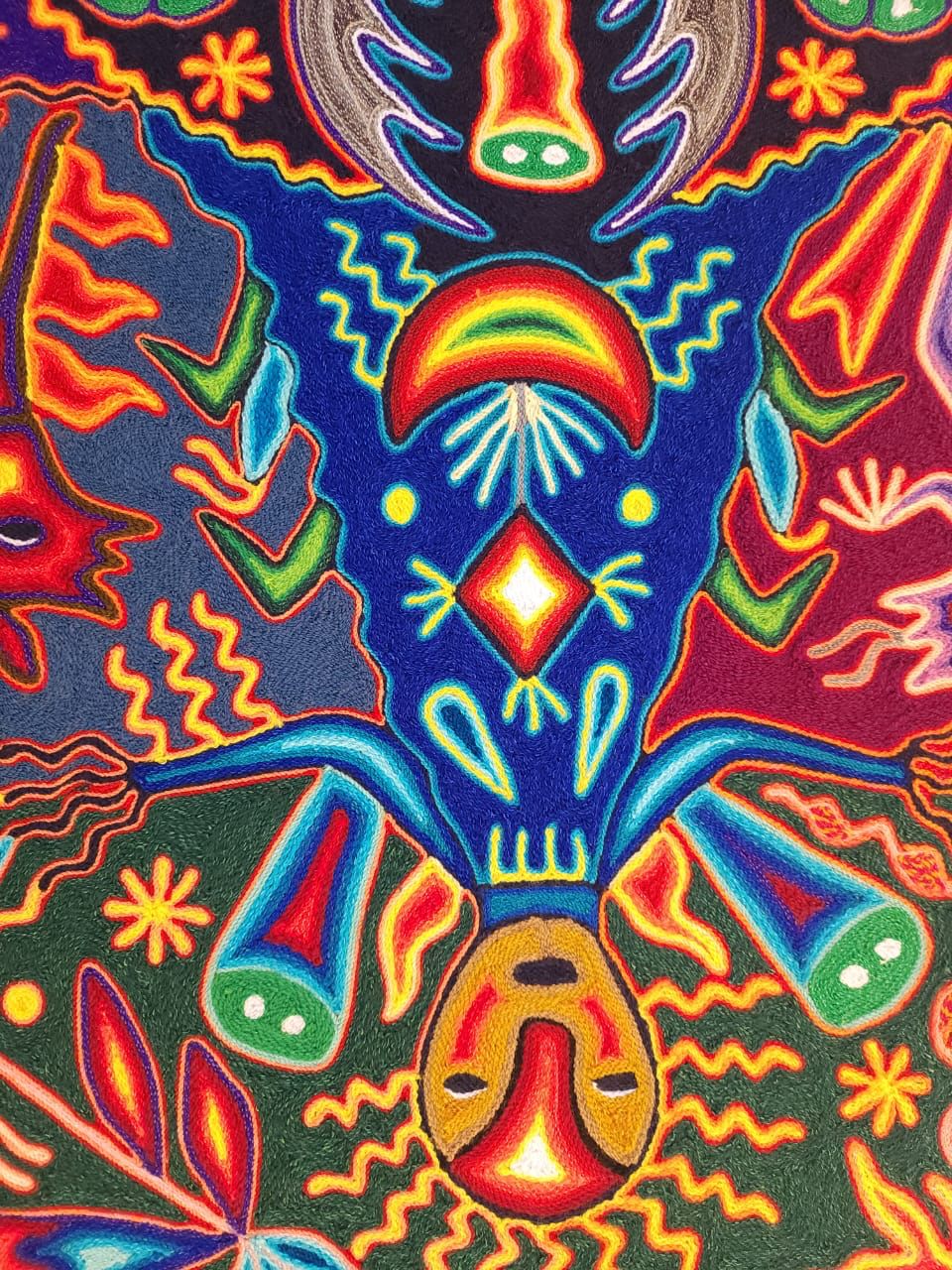 Huichol Yarn Painting Mexican Folk Art By Luciana Benitez PP7891