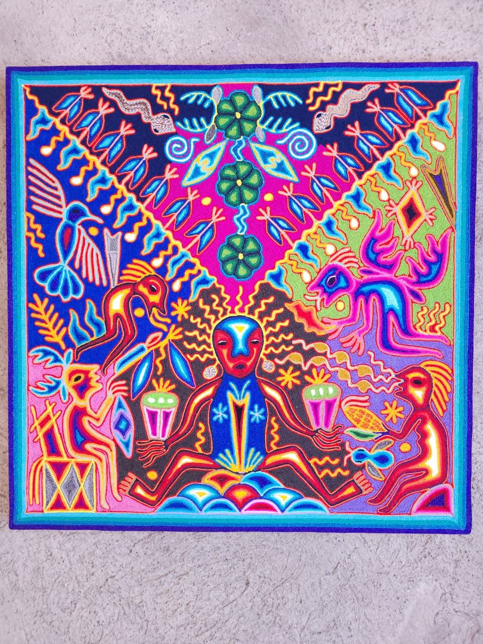 Huichol Yarn Painting Mexican Folk Art By Luciana Benitez PP7896